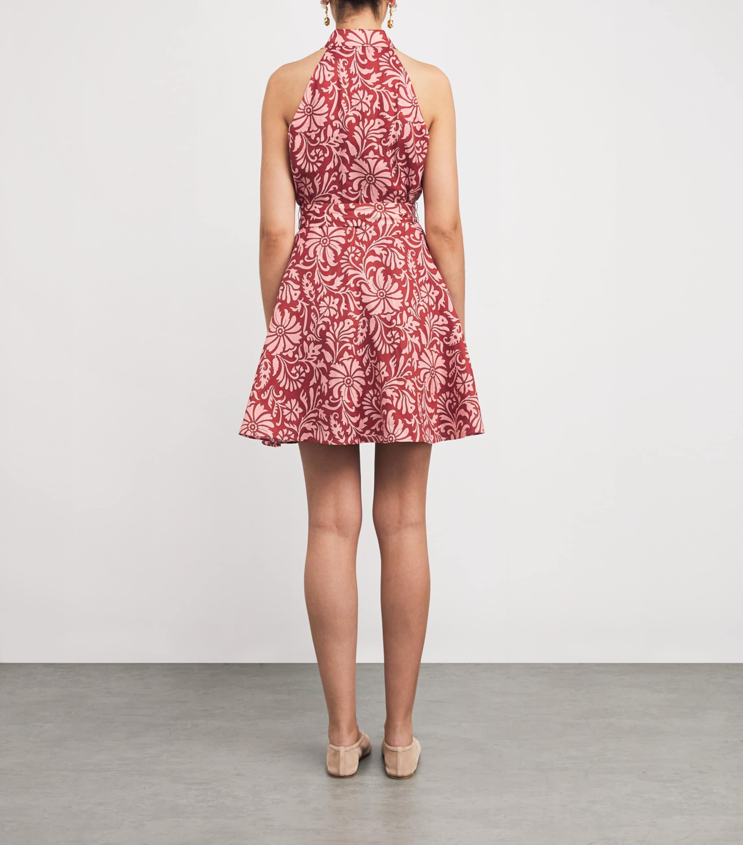 Veronica Beard Womens Linen Beau Mini Dress Persimmon/rose Image 3