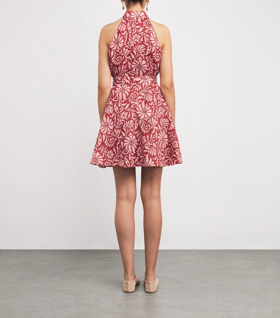 Veronica Beard Womens Linen Beau Mini Dress Persimmon/rose Image 3