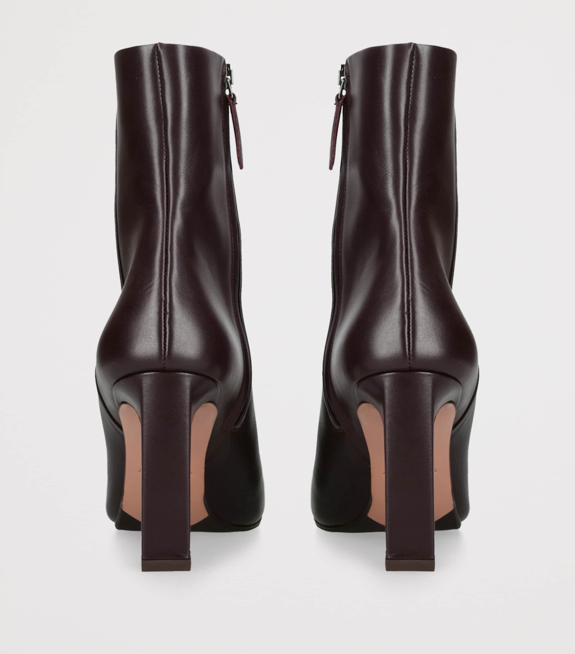 Leather Sellier Heeled Ankle Boots 85 WINE Image 2