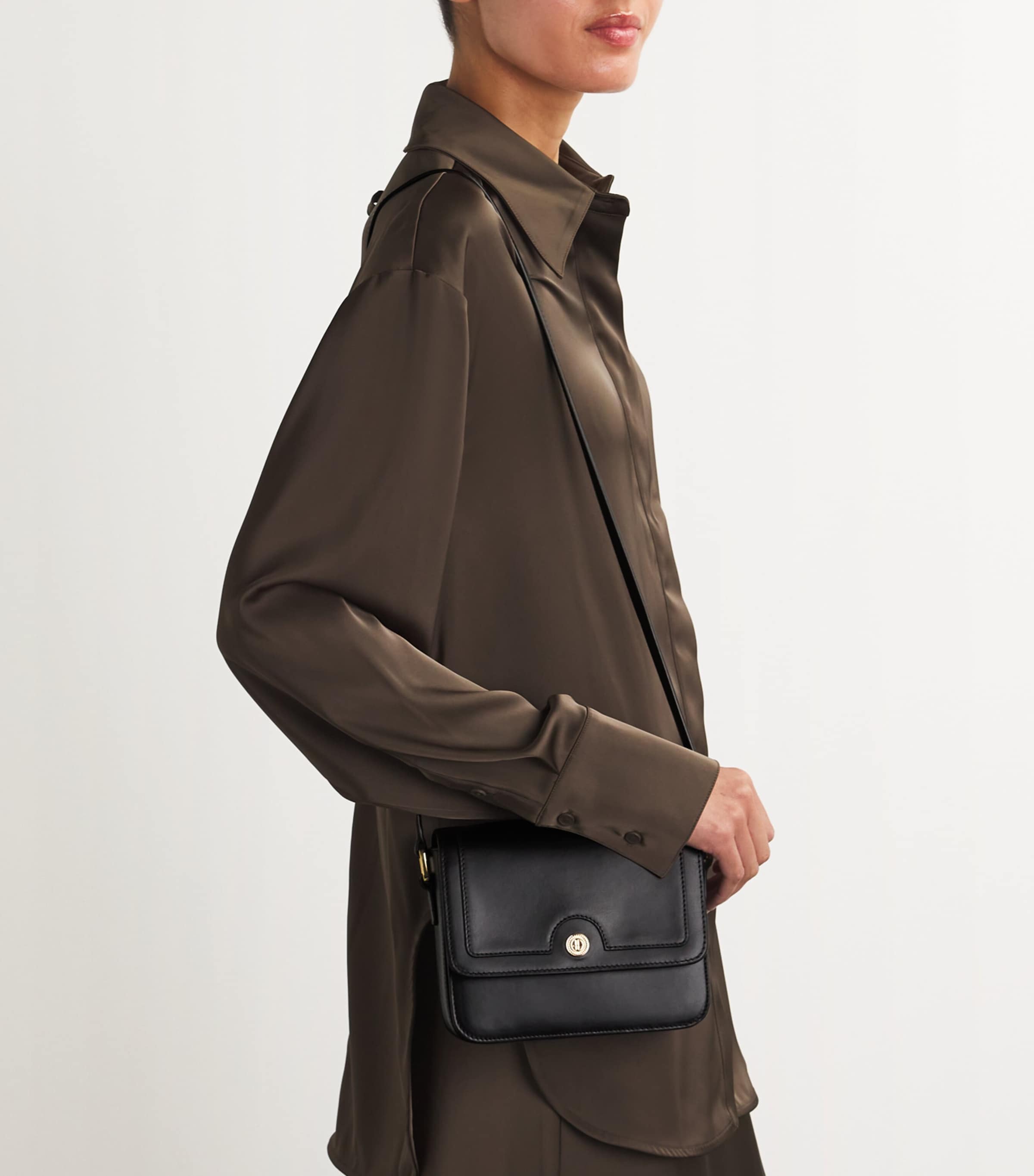 Harrods Leather Camera Bag Black Image 2