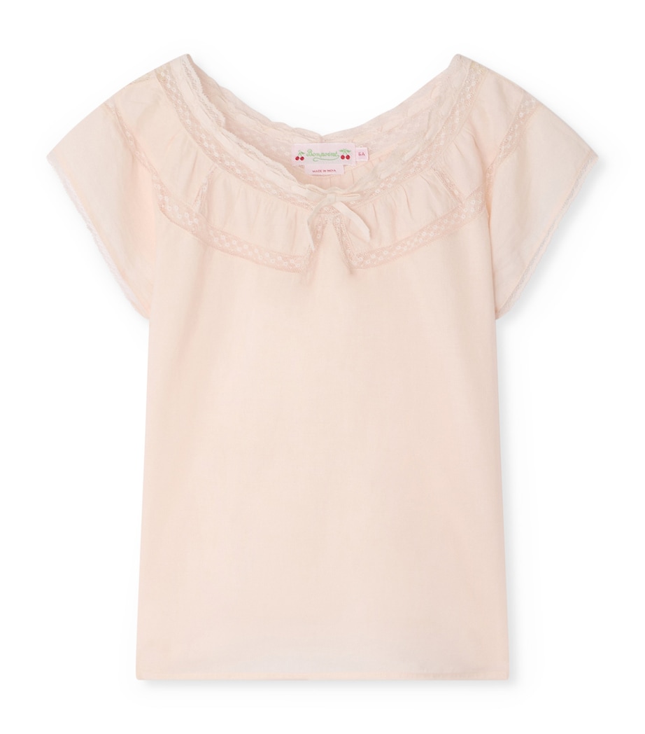 Organic Cotton Lace-Trim Leana Blouse (10-14 years) ROSE PETALE Image 1