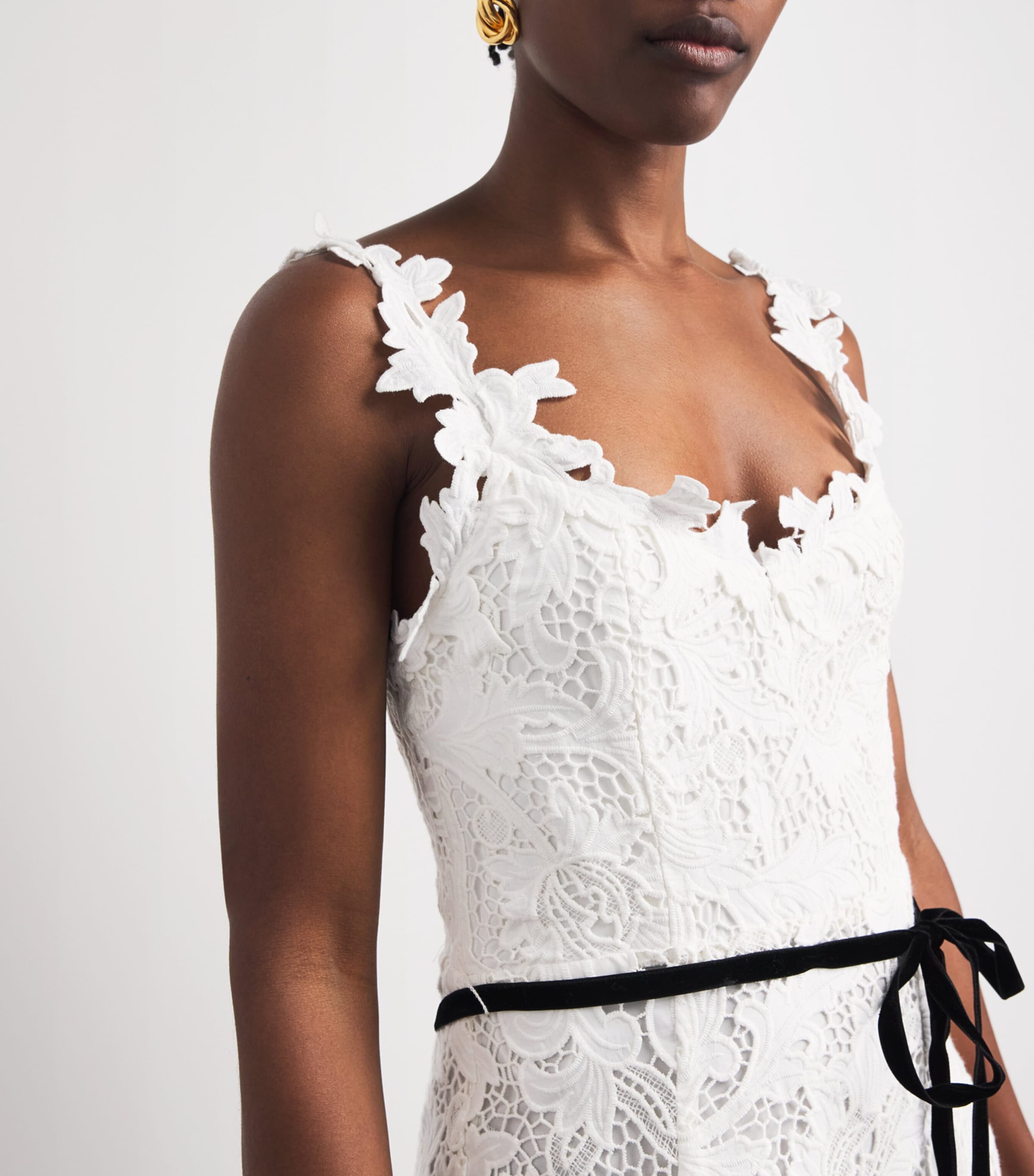 Alice+Olivia Womens Lace Calla Maxi Dress Off White Image 3