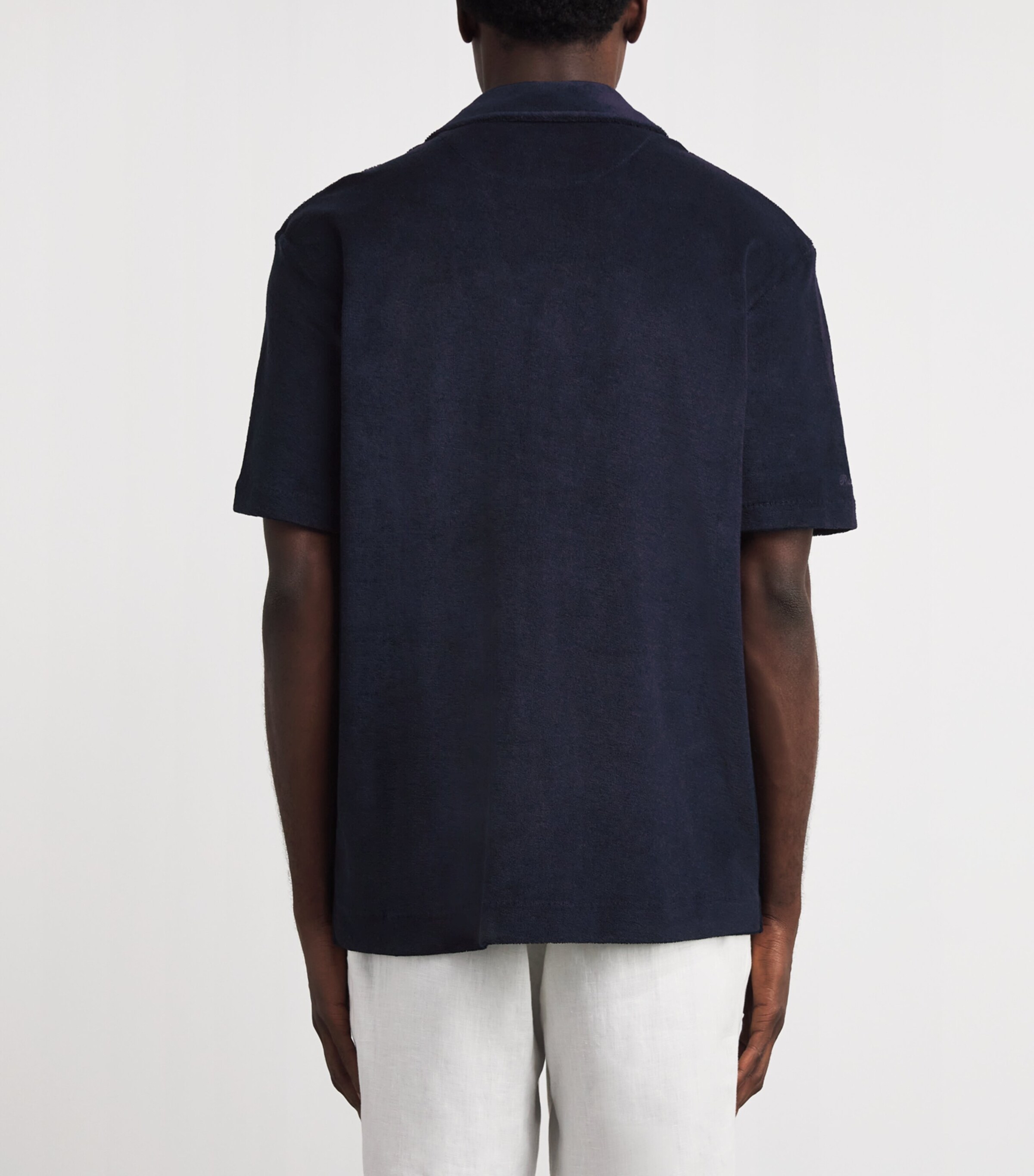 Ralph Lauren Purple Label Mens Cotton-Blend Textured Shirt Classic Chairman Nav Image 4