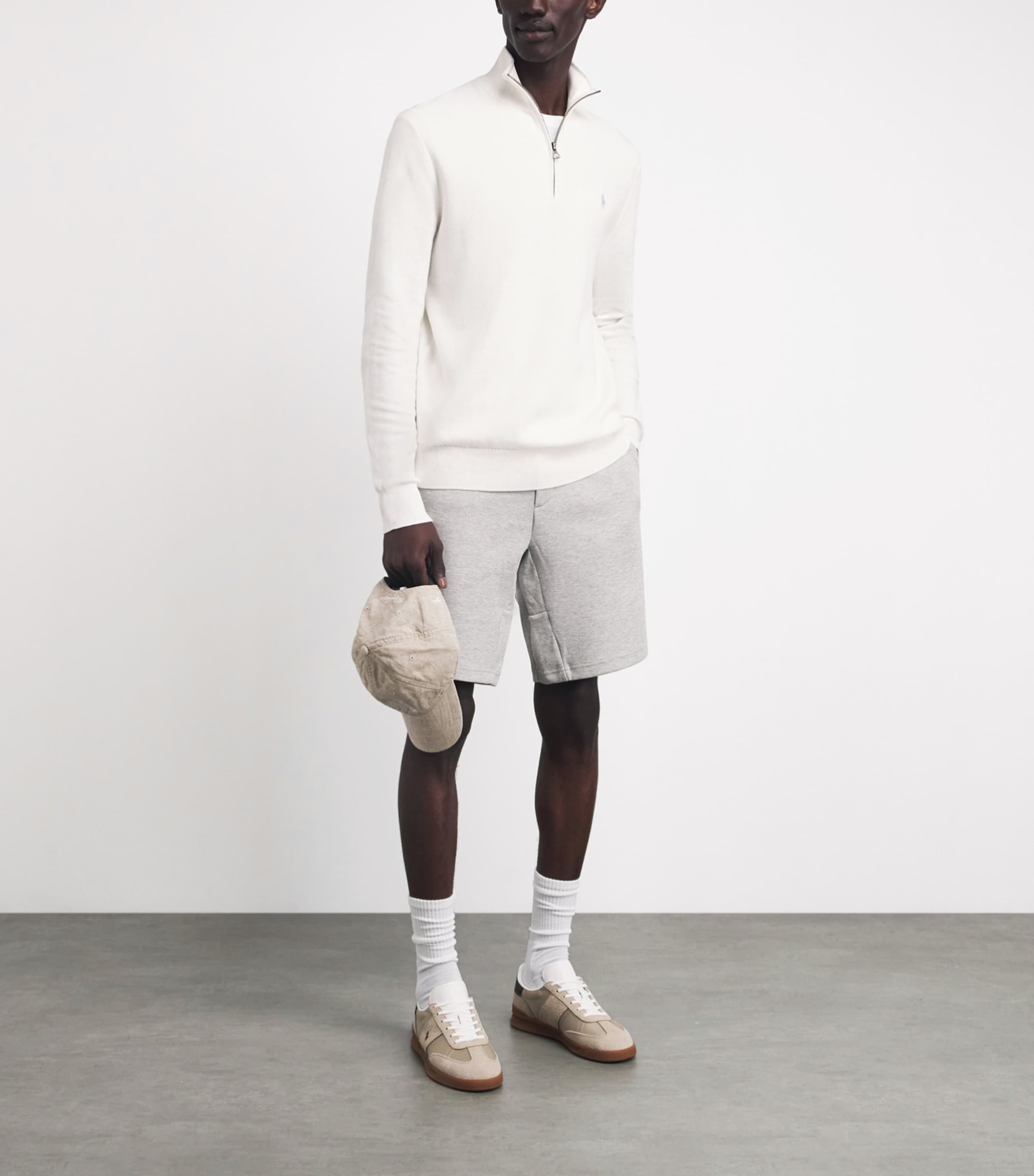 Polo Ralph Lauren Mens Cotton Mesh Quarter-Zip Sweatshirt Deckwash White Image 2
