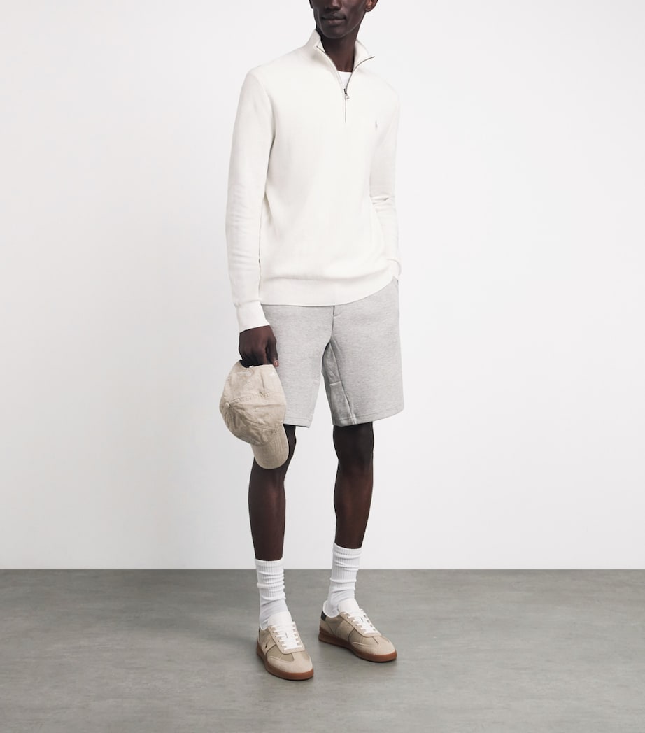 Polo Ralph Lauren Mens Cotton Mesh Quarter-Zip Sweatshirt Deckwash White Image 2