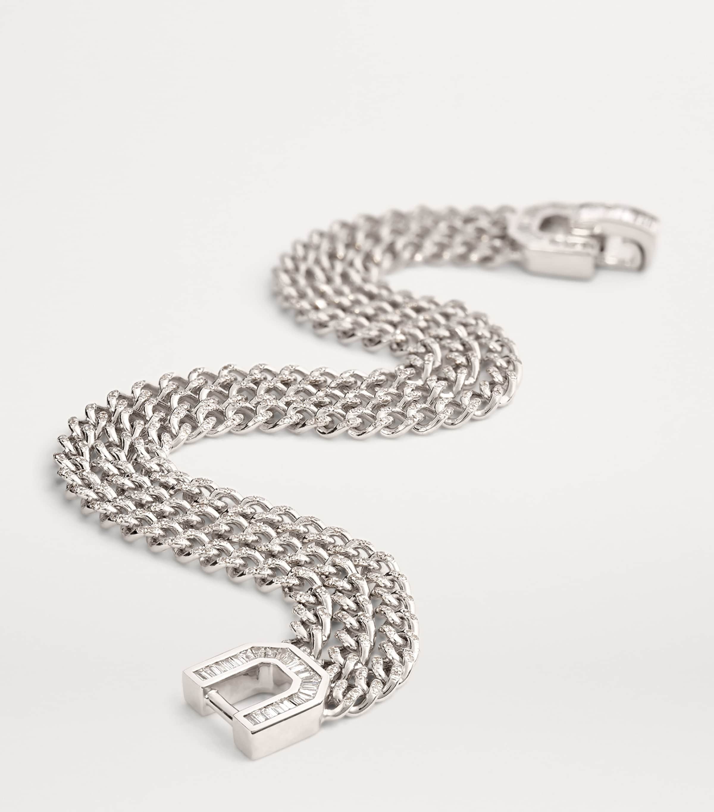 White Gold and Diamond Link Deco Bracelet WHITE GOLD Image 4