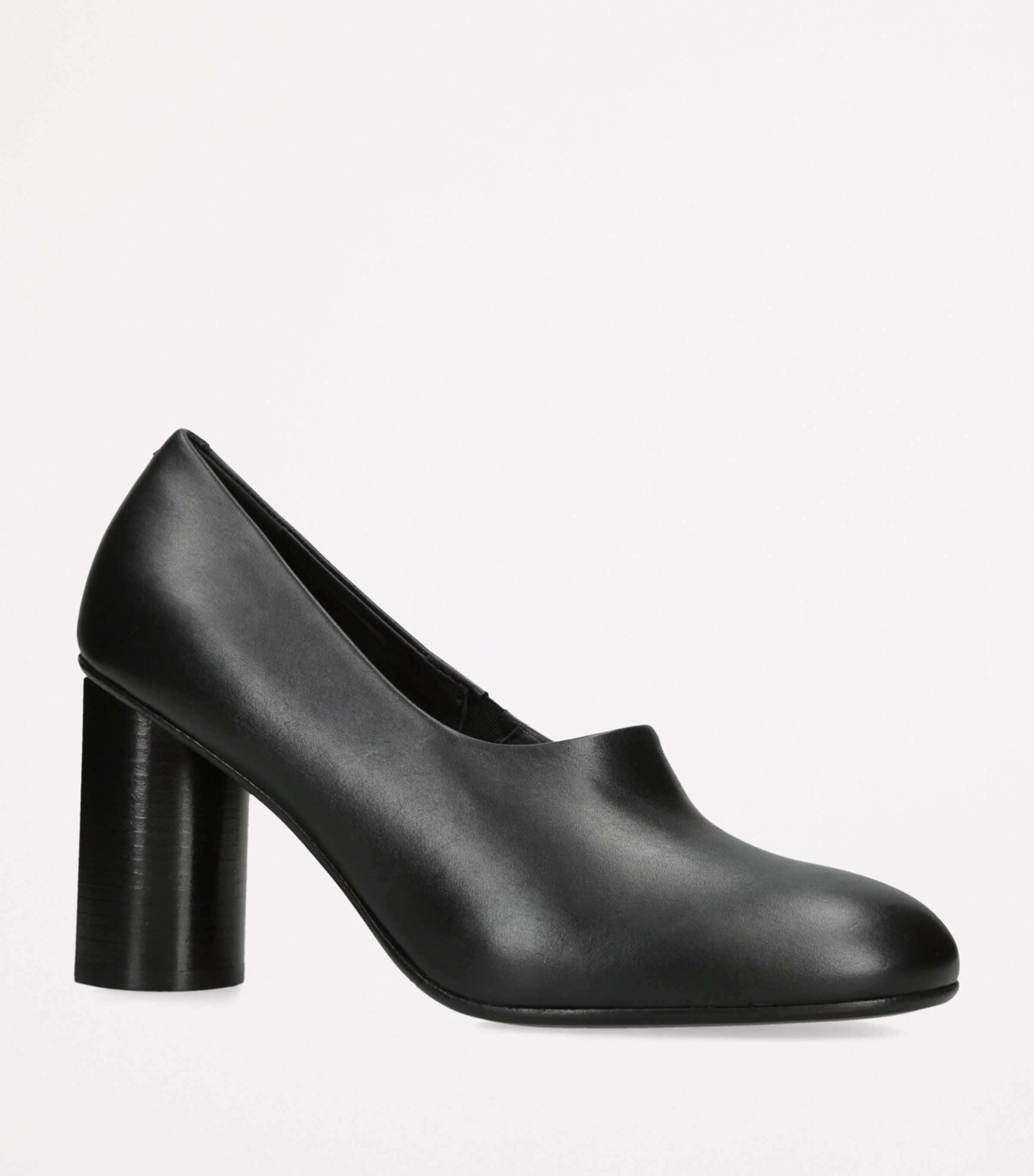 Leather Round-Toe Pumps 85 BLACK Image 3