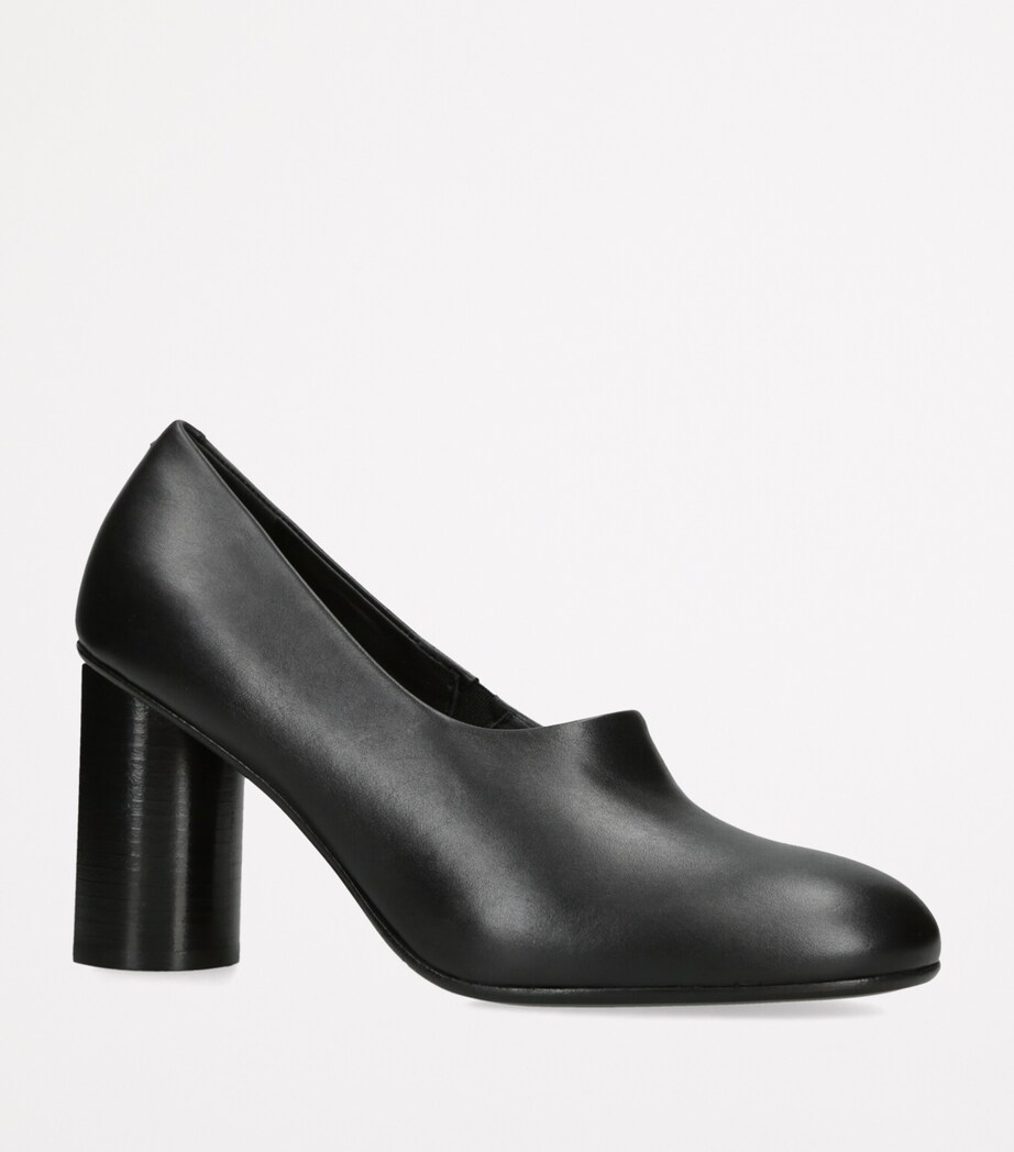 Leather Round-Toe Pumps 85 BLACK Image 3