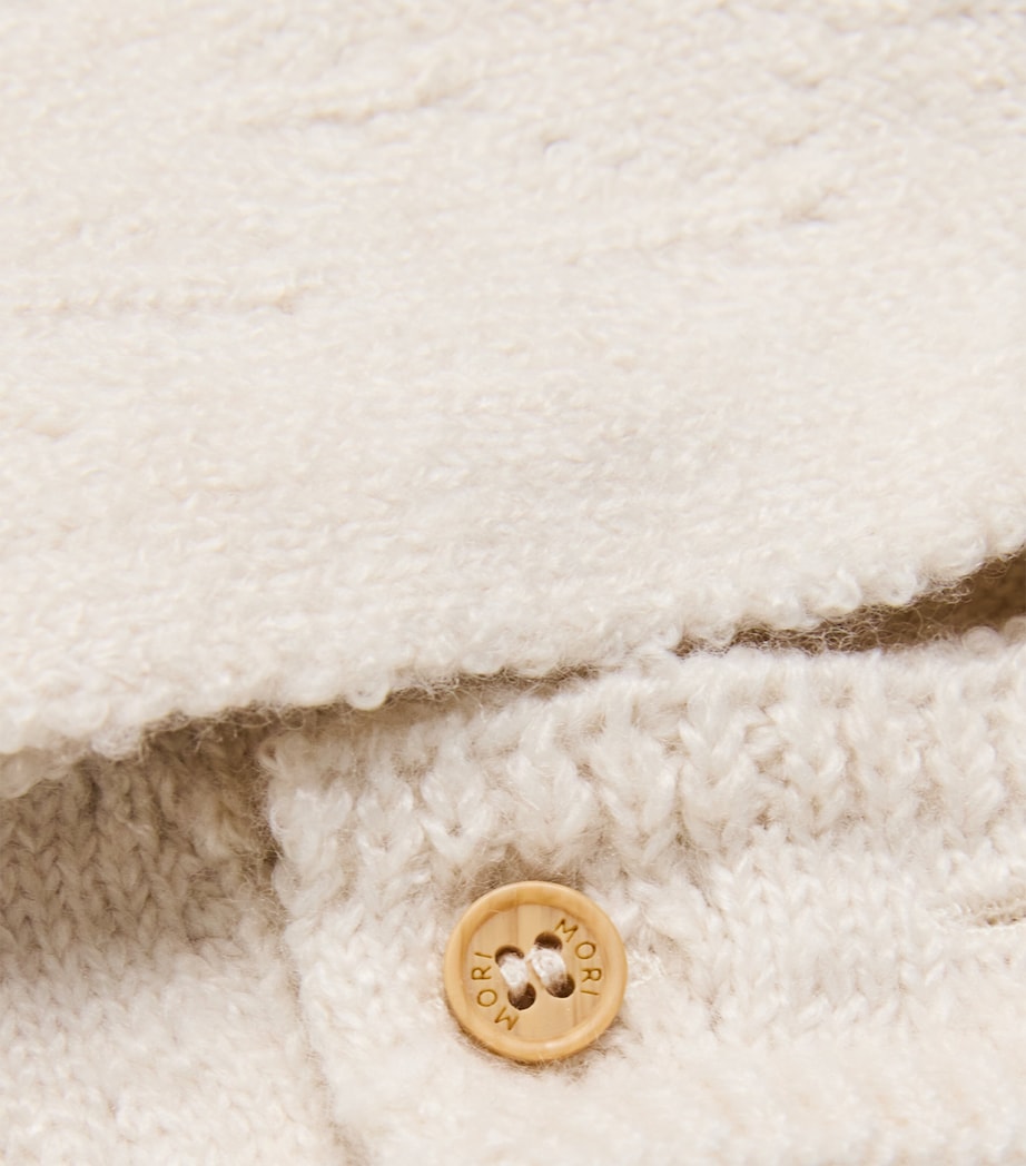 Knitted Pompom Bonnet (0-24 Months) CREAM Image 3