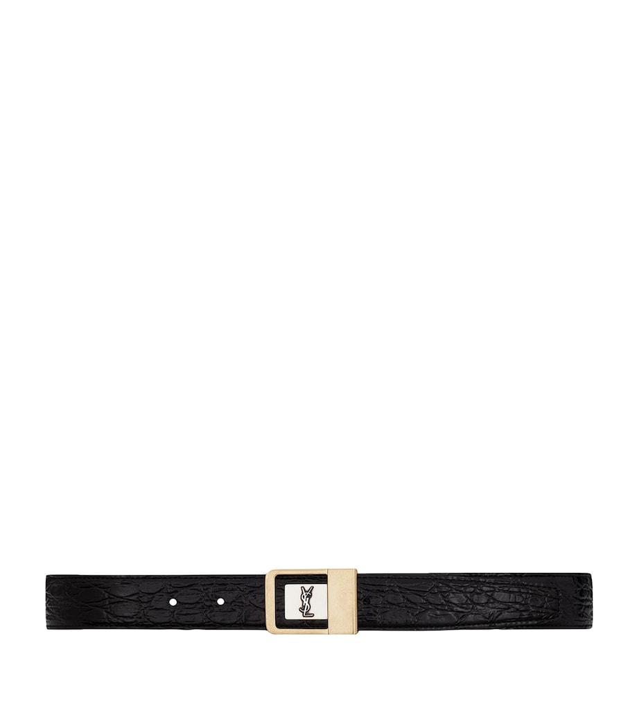 Croc-Embossed Leather Buckle Belt 1000 Image 2