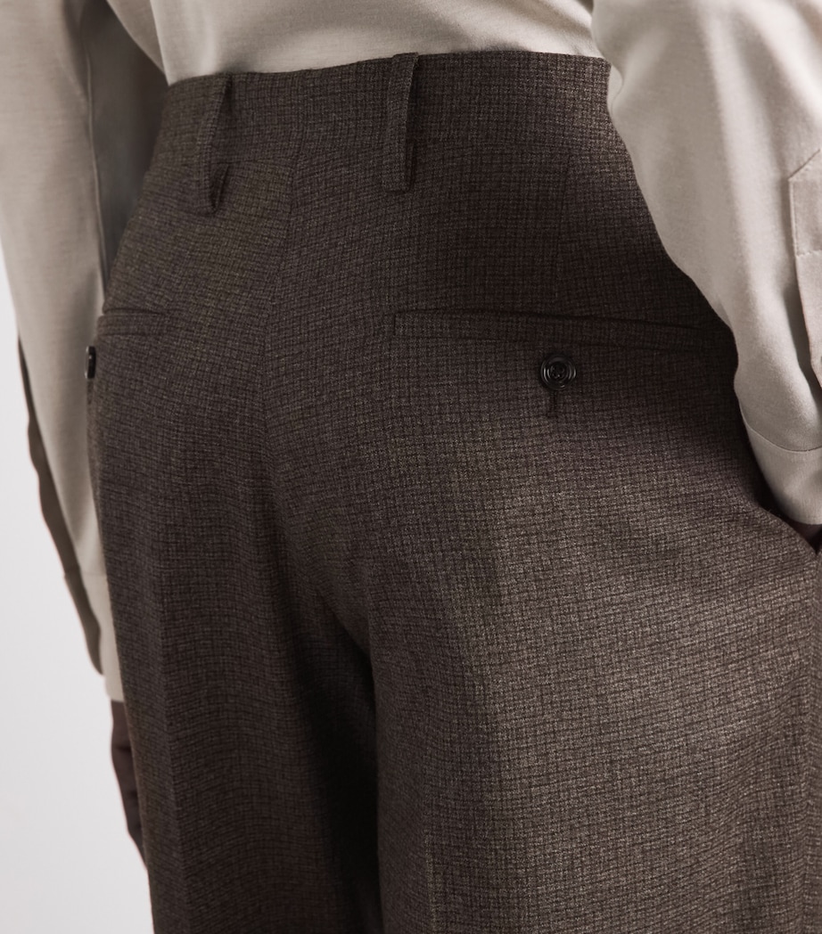 Lardini Mens Virgin Wool Check Trousers Brown Pdp Image 3
