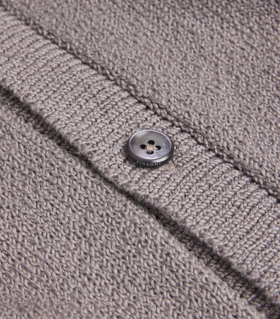 Fioroni Cashmere Mens Cotton Collar Cardigan Grigio Image 6