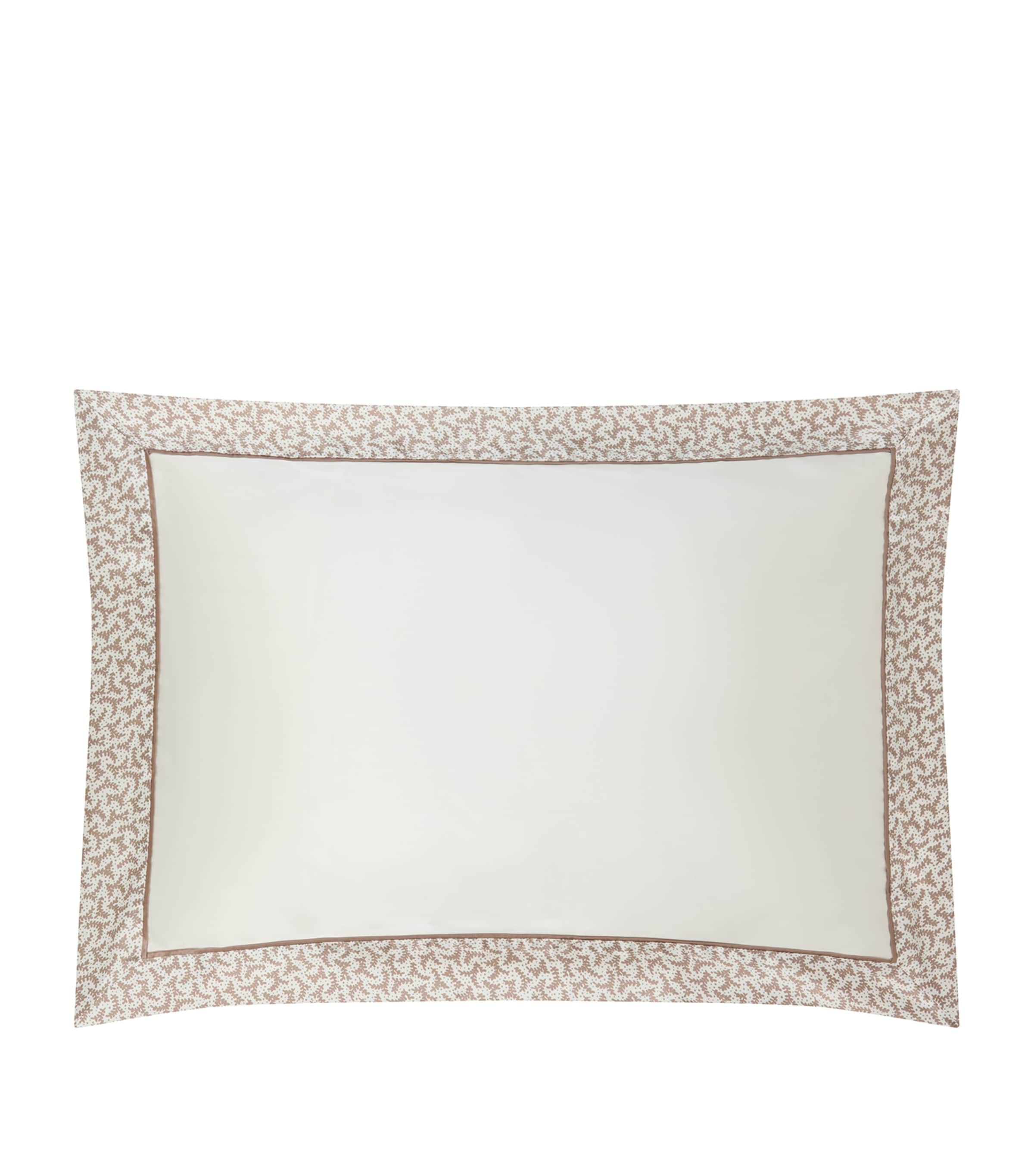 Gingerlily Silk Fern Border Oxford Pillowcase (50cm x 70cm) Mocha/ivory Image 1