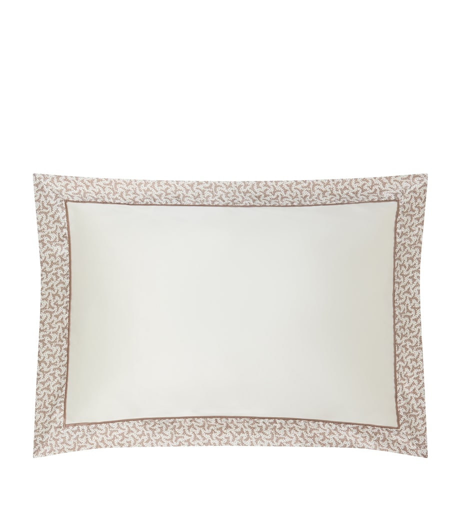 Gingerlily Silk Fern Border Oxford Pillowcase (50cm x 70cm) Mocha/ivory Image 1
