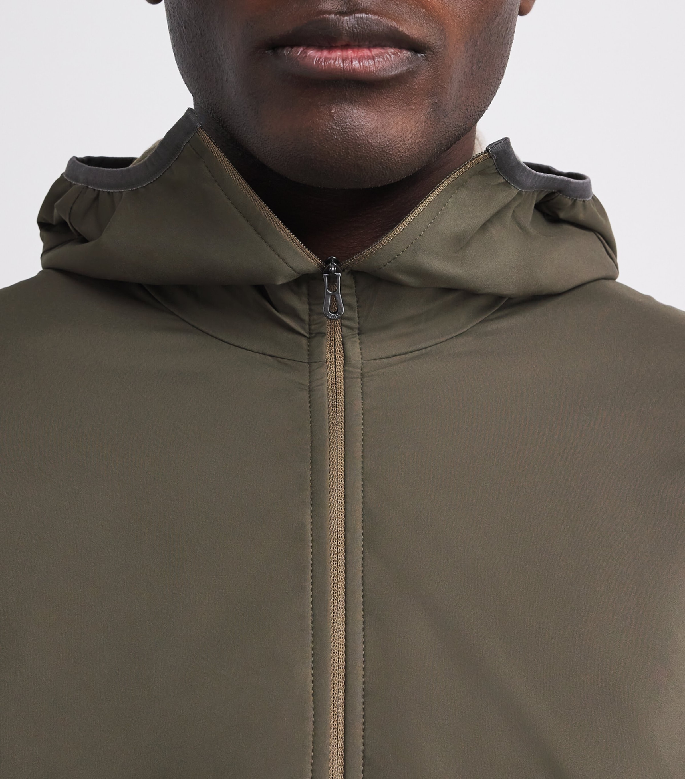 Sease Mens Wool-Cashmere Zipped Hoodie Bronze Olive Image 6
