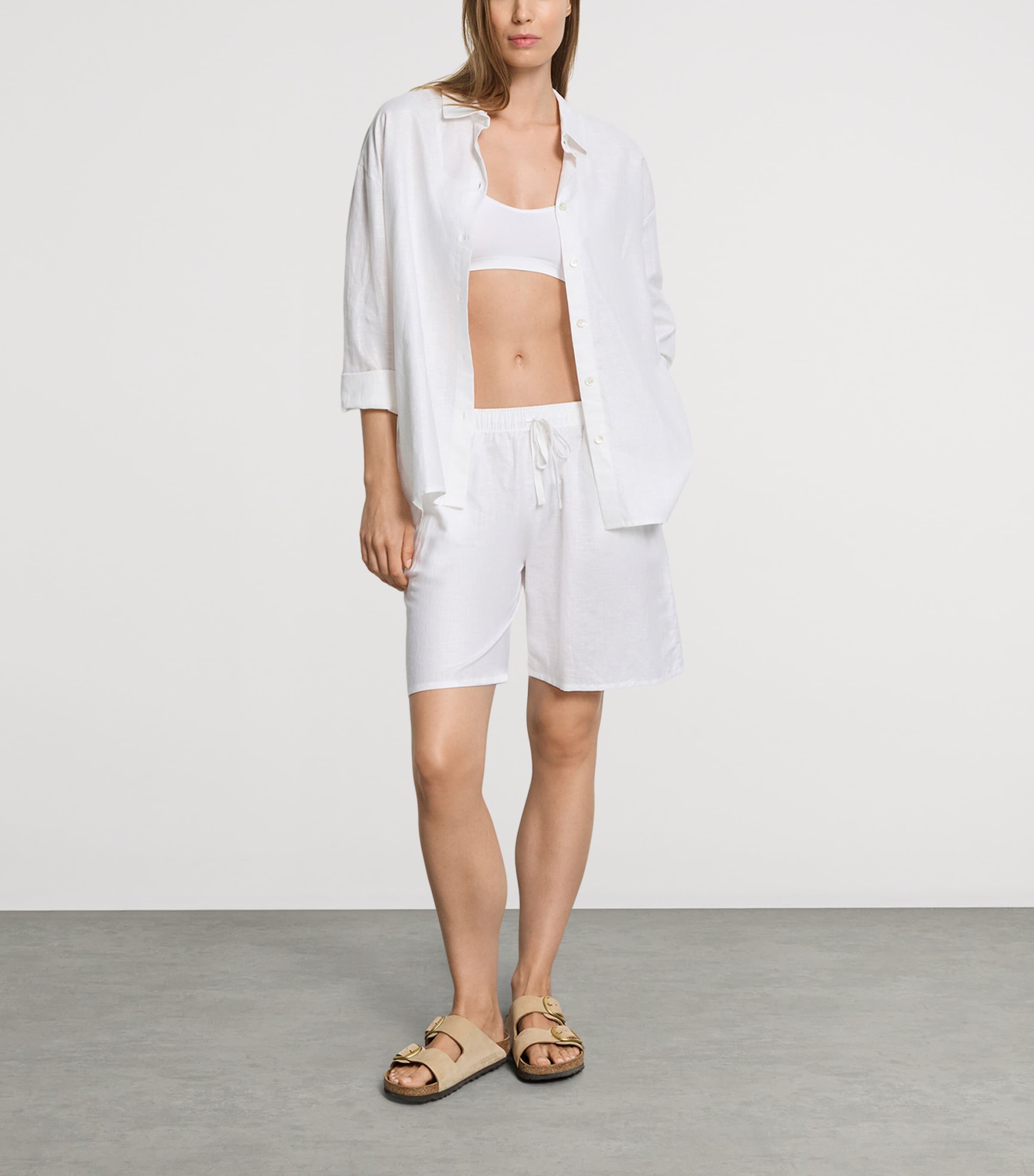 Hanro Womens Linen-Cotton White Essentials Shorts White Image 4
