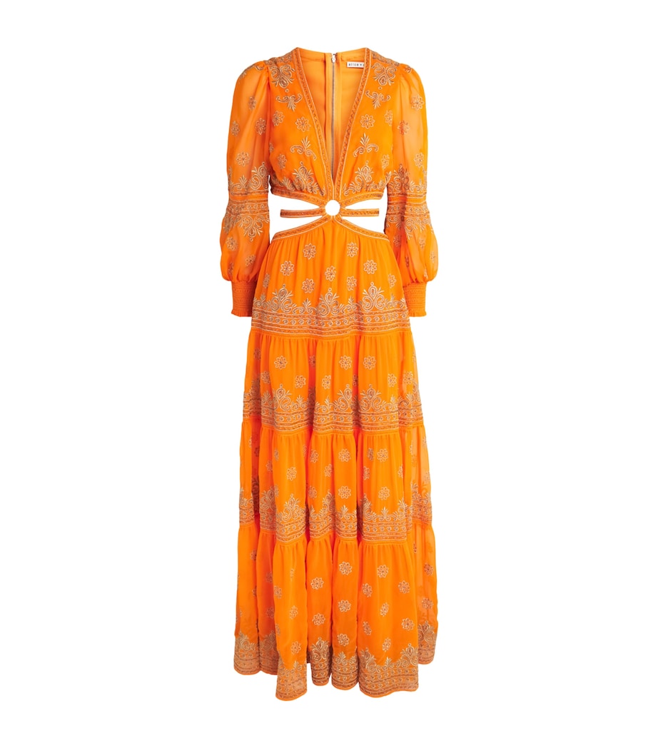 Alice+Olivia Womens Embellished Ruffled Patricia Maxi Dress Orange Peel Image 1