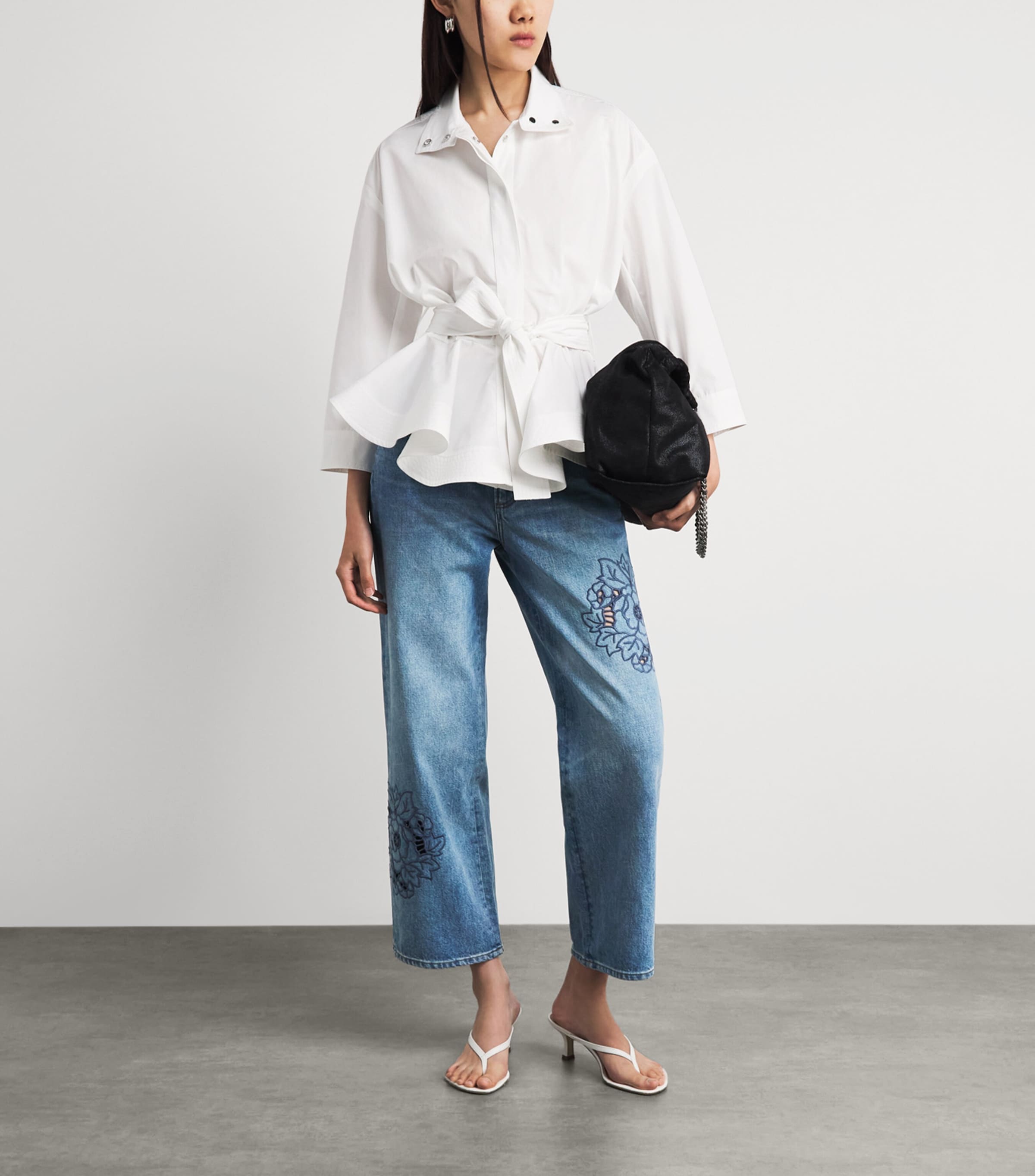 PAIGE Womens Embroidered Rylann Straight Jeans Sail On Embroidered Image 2