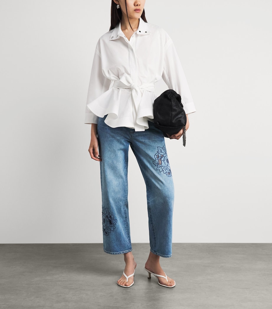 PAIGE Womens Embroidered Rylann Straight Jeans Sail On Embroidered Image 2