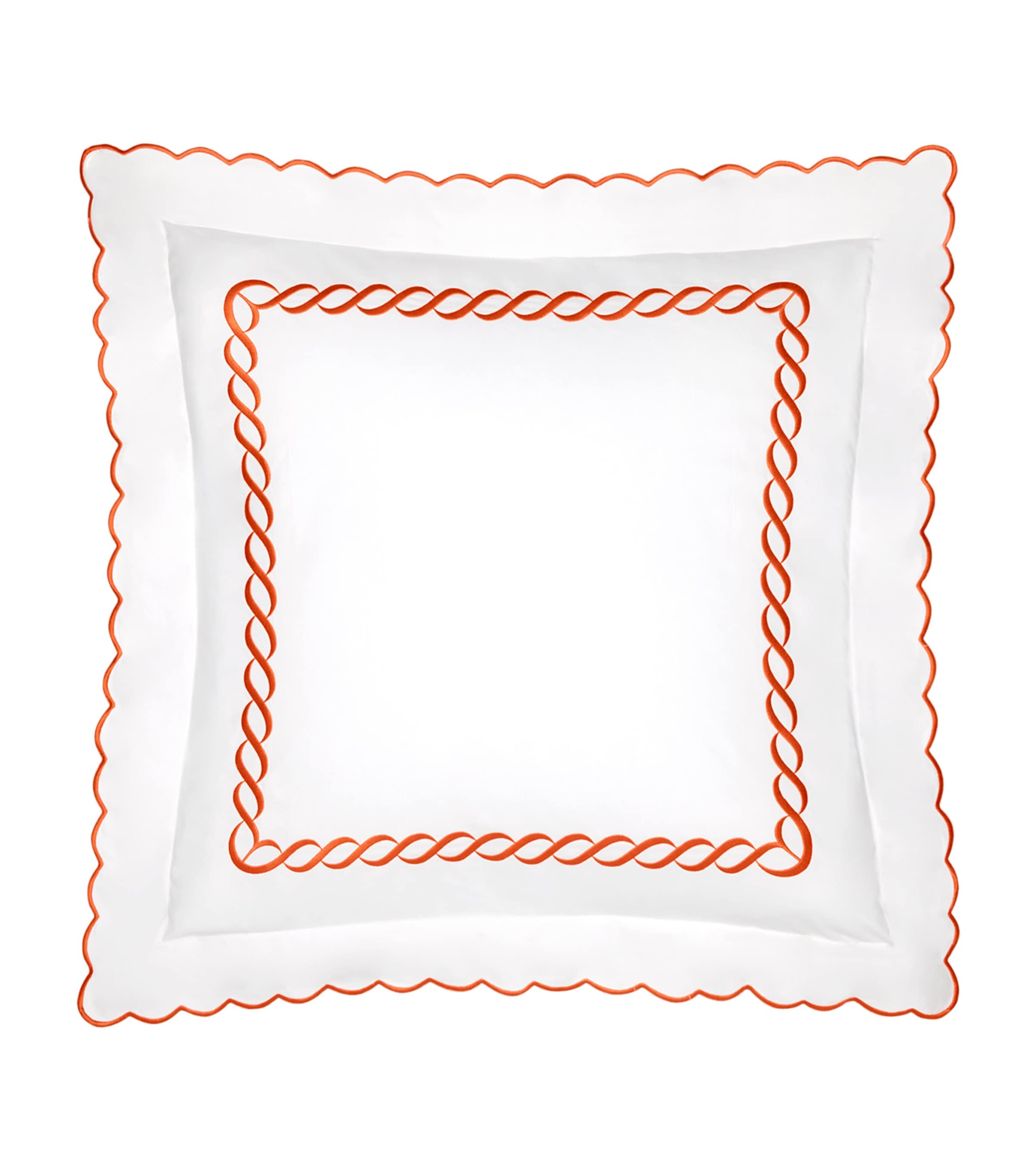 Pratesi Treccia Square Oxford Pillowcase In Orange