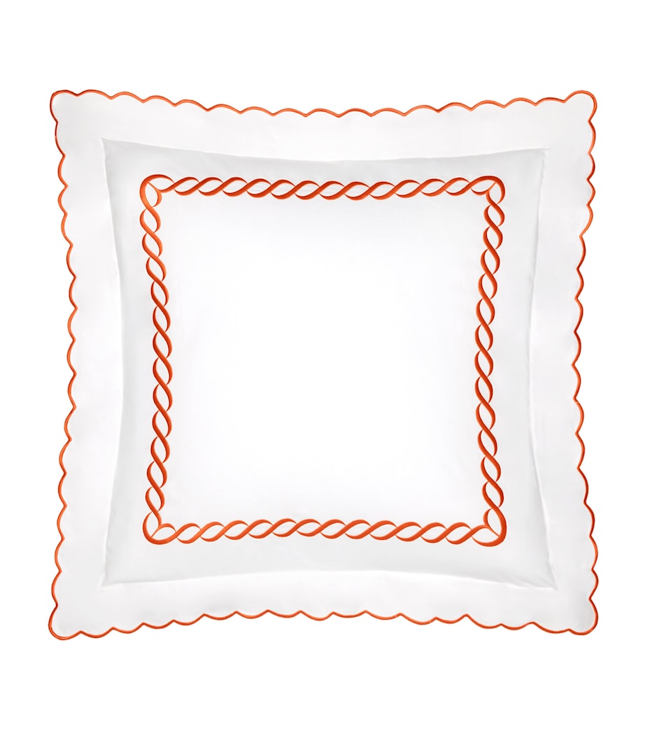 Treccia Square Oxford Pillowcase (65 x 65cm) WHITE/ORANGE Image 1