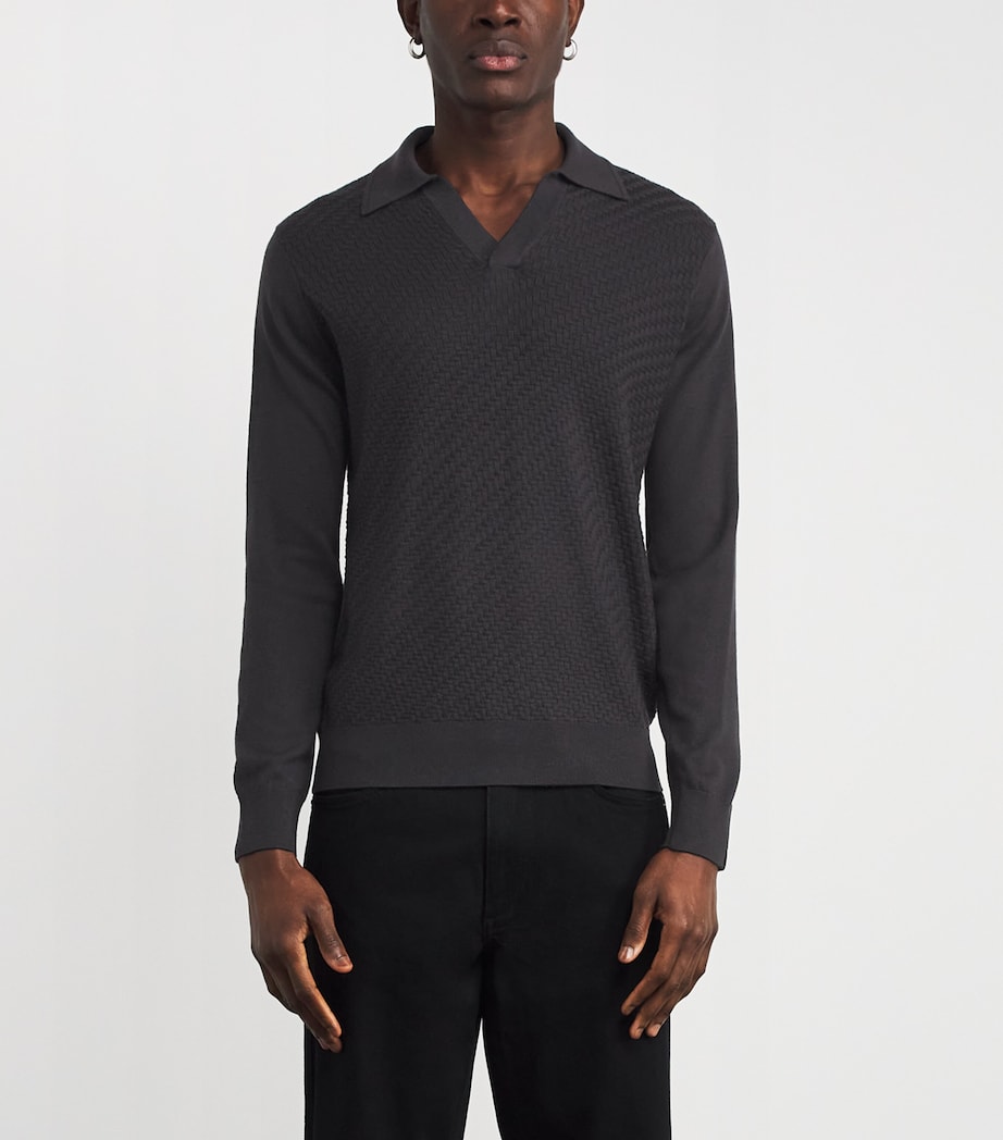 Wool Johnny Collar Polo Shirt WSHBK Image 3