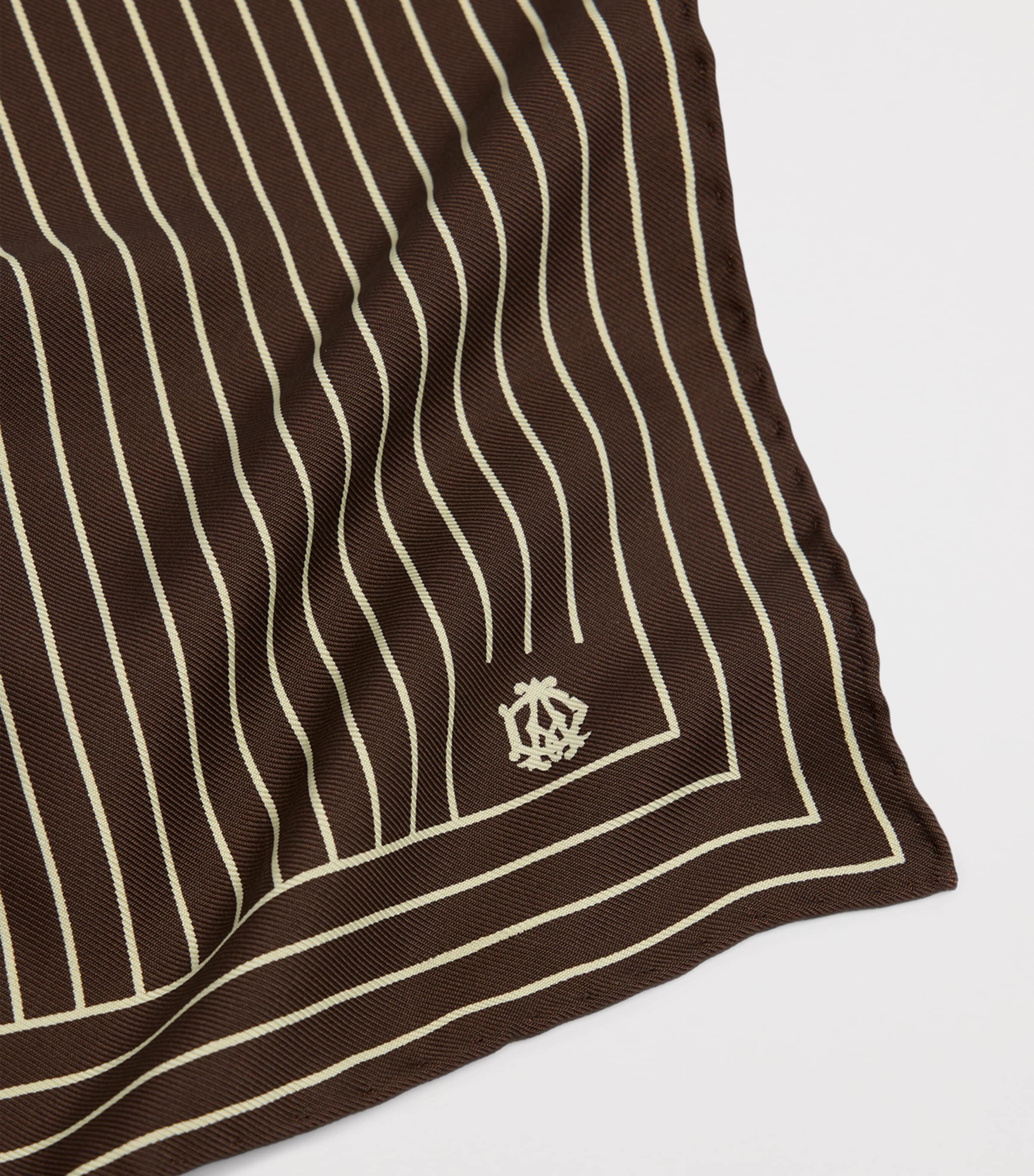 Dunhill Mulberry Silk Stripe Pocket Square Brown Image 2