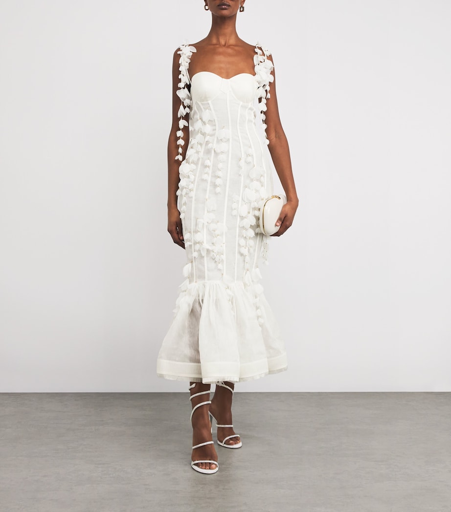 Linen-Silk Petal Midi Dress IVO IVORY Image 2