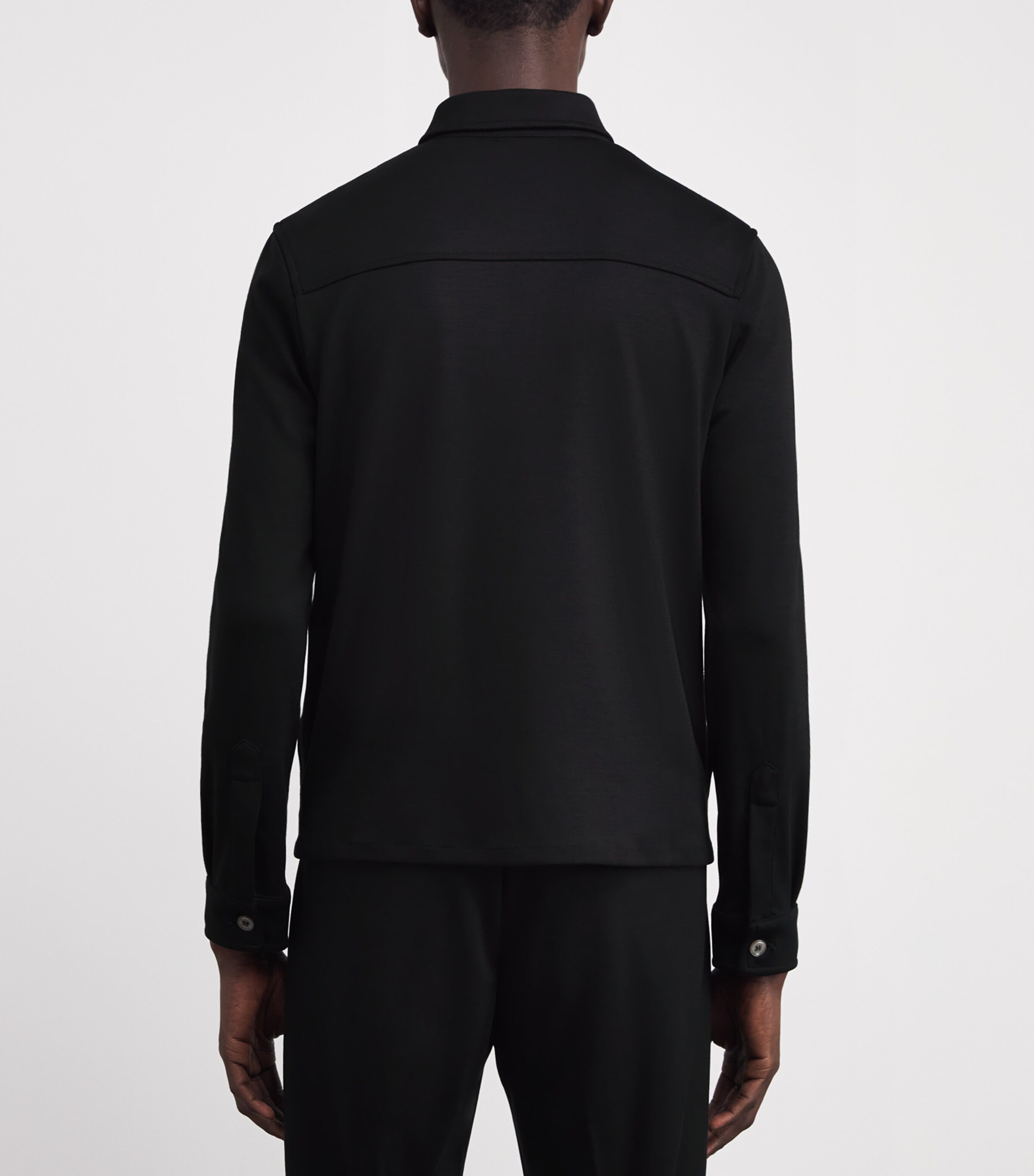Marco Pescarolo Mens Wool-Cashmere-Blend Zip-Up Overshirt Black Image 4