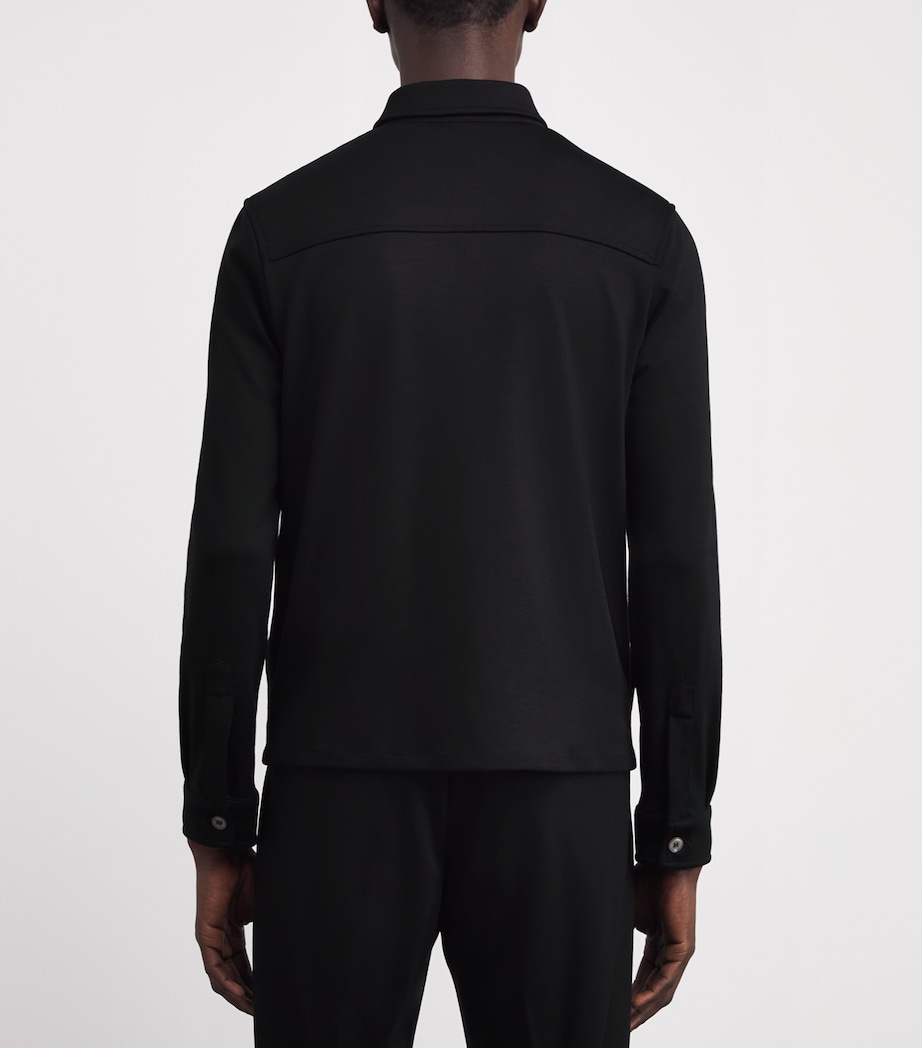 Marco Pescarolo Mens Wool-Cashmere-Blend Zip-Up Overshirt Black Image 4