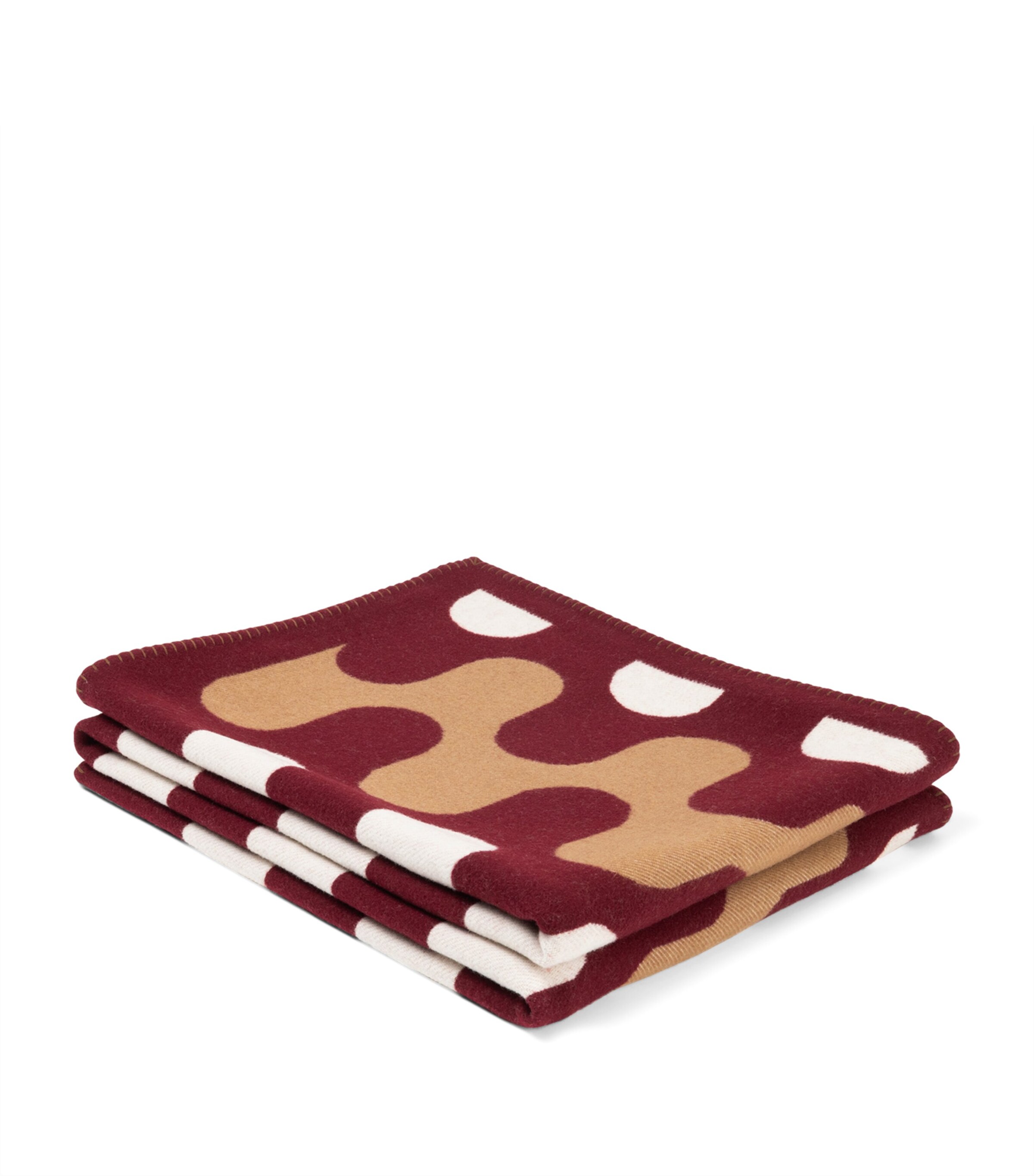 Wool Modernism Throw (135cm x 220cm) 7E15 - BURGUNDY/TAN Image 3