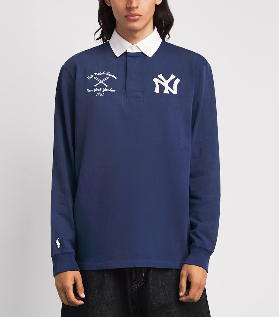 Polo Ralph Lauren Mens x Yankees Cotton Rugby Polo Shirt Dark Cobalt Image 4