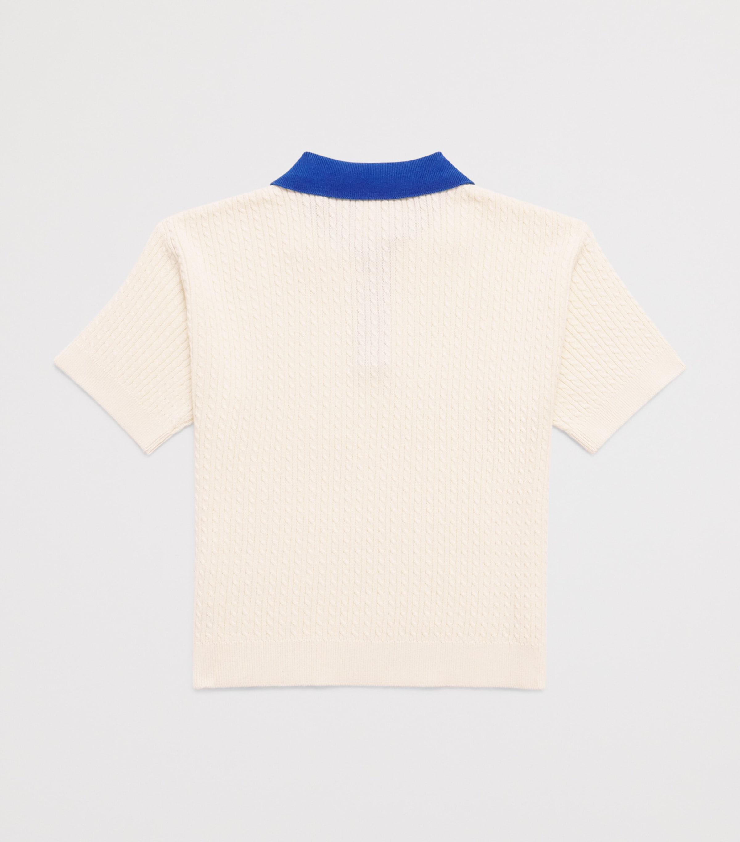 Mini Rodini Organic Cotton Cable-Knit Polo Shirt (3-11 Years) White Image 2