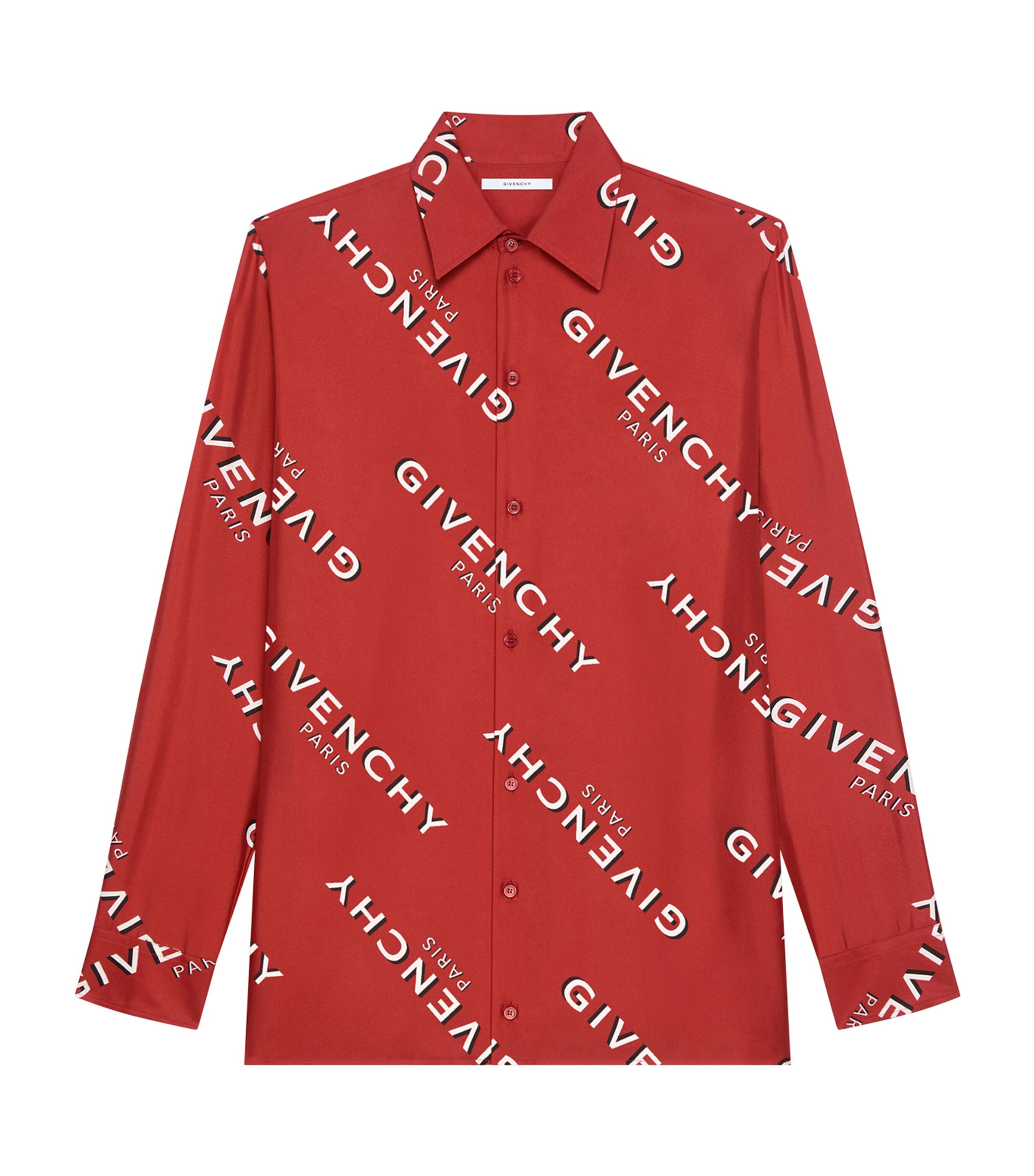 Givenchy Mens Cotton Logo Shirt Red Image 1