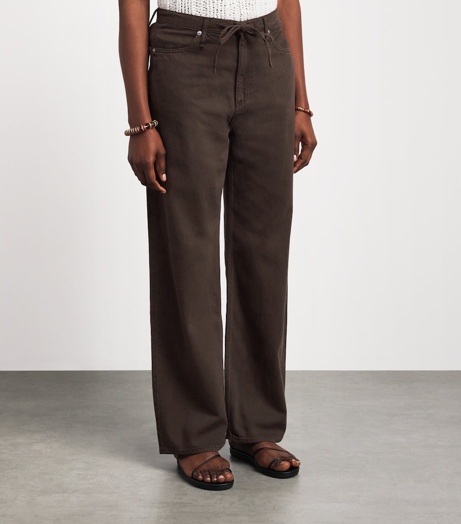 Rag & Bone Womens Drawstring Phoebe Wide-Leg Jeans Dkbrownstn Image 4