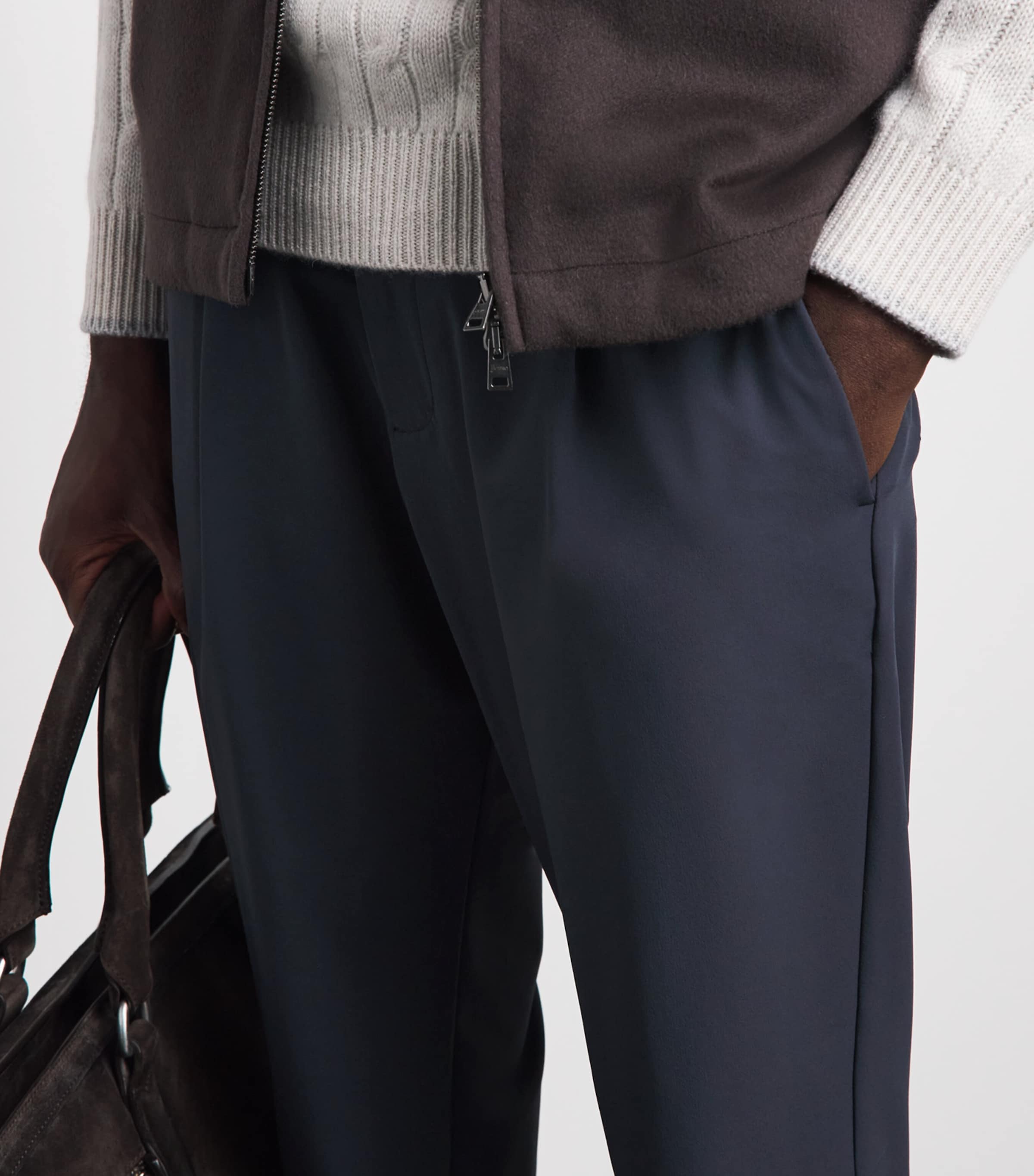 Herno Mens Stretch Technical Drawstring Trousers Blu Navy Image 3