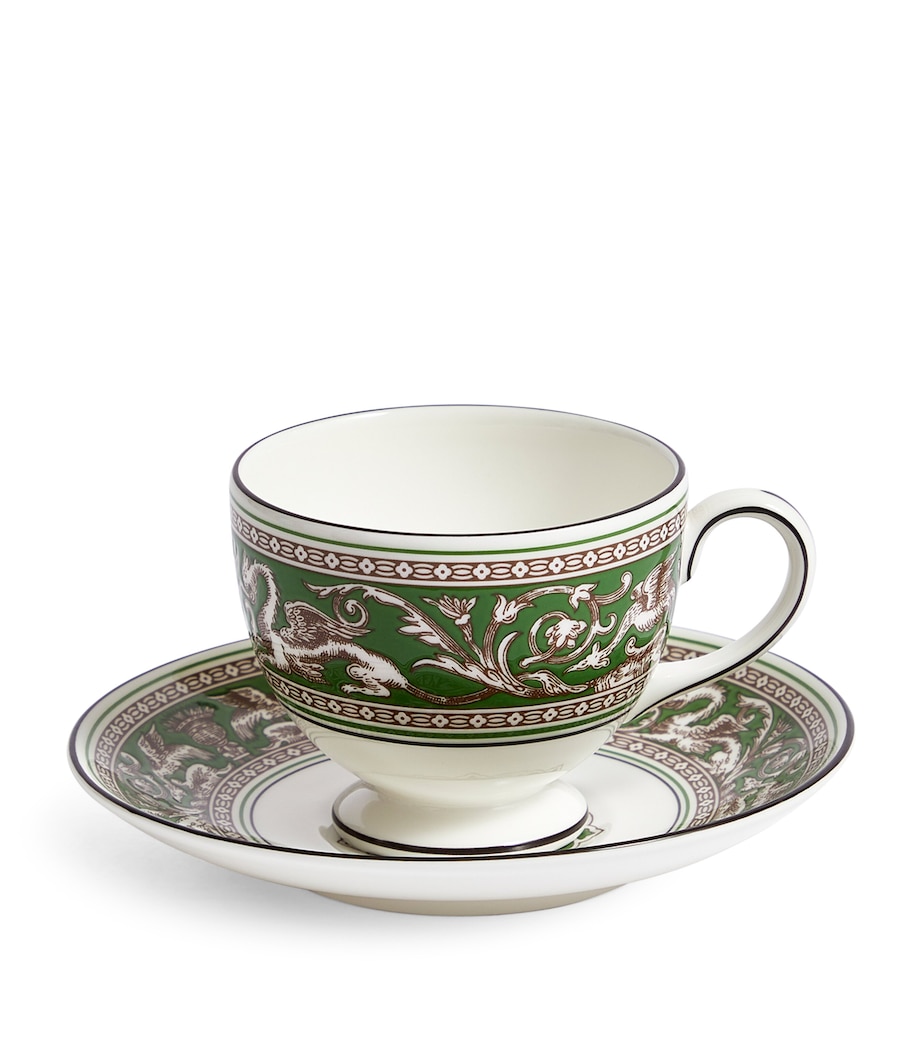 Wedgwood Florentine Verde Teacup & Saucer Green Image 1