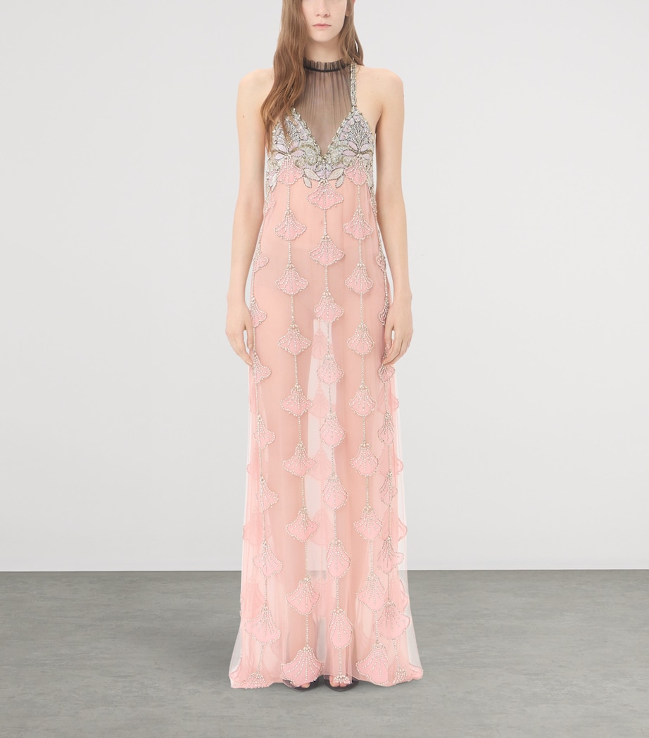 Valentino Womens Embellished Tulle Gown Cuz Image 5