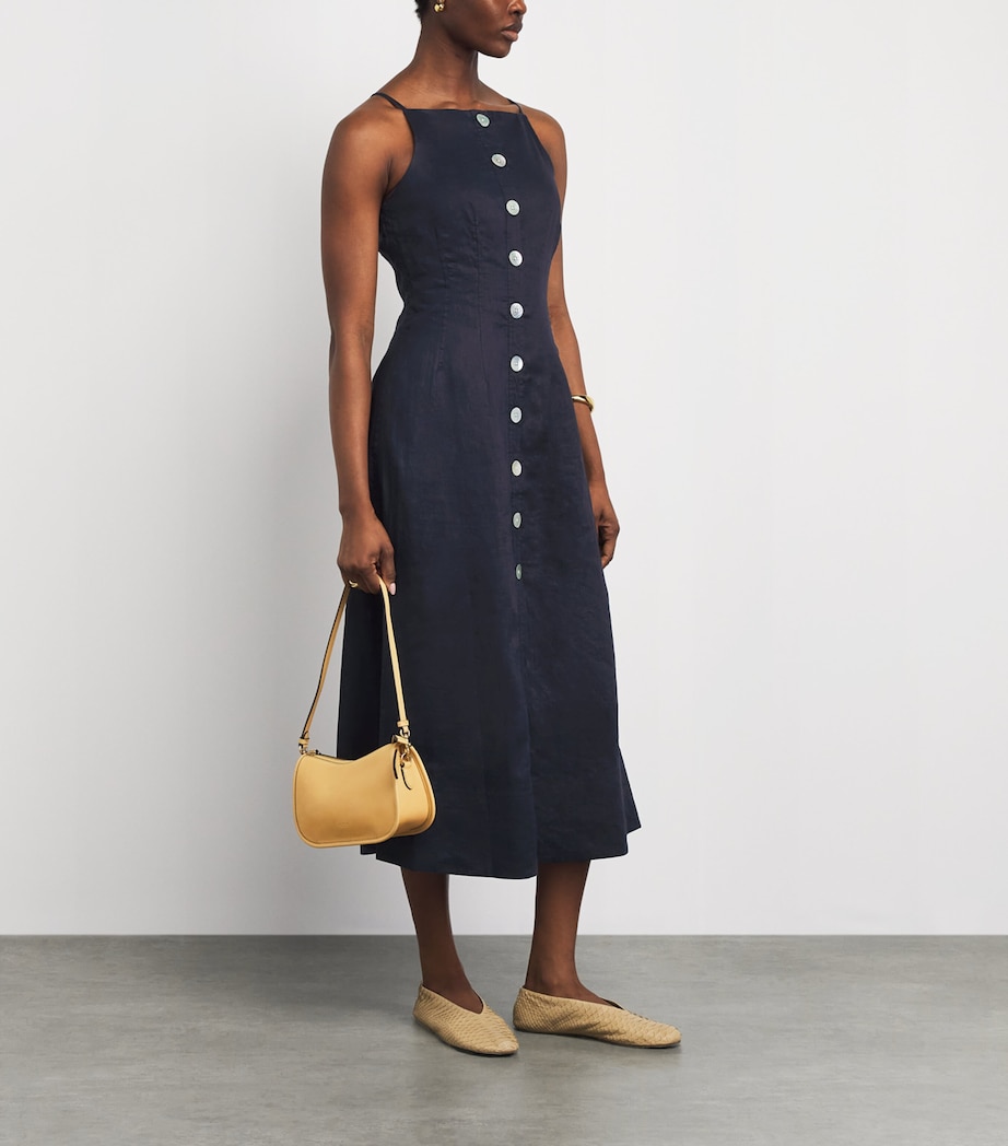 Veronica Beard Navy Linen Georges Midi Dress | Harrods US Veronica Beard Navy Linen Georges Midi Dress | Harrods US
