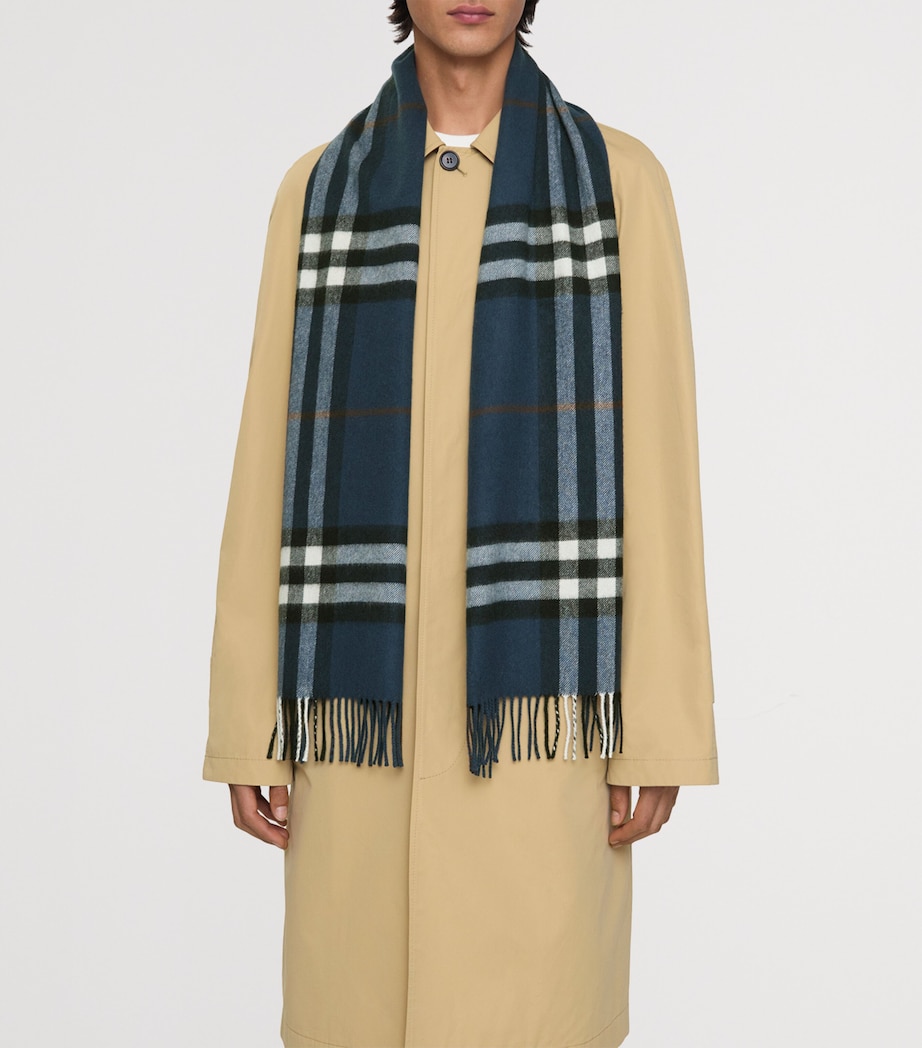 Cashmere Check Scarf MAST BLUE Image 3