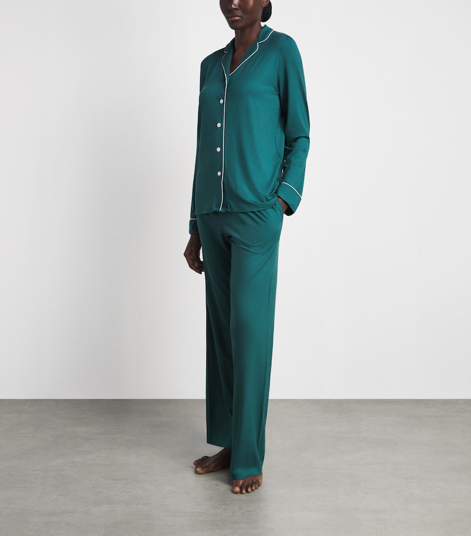 Derek Rose Womens Modal-Blend Lara Pyjama Set Teal Image 2