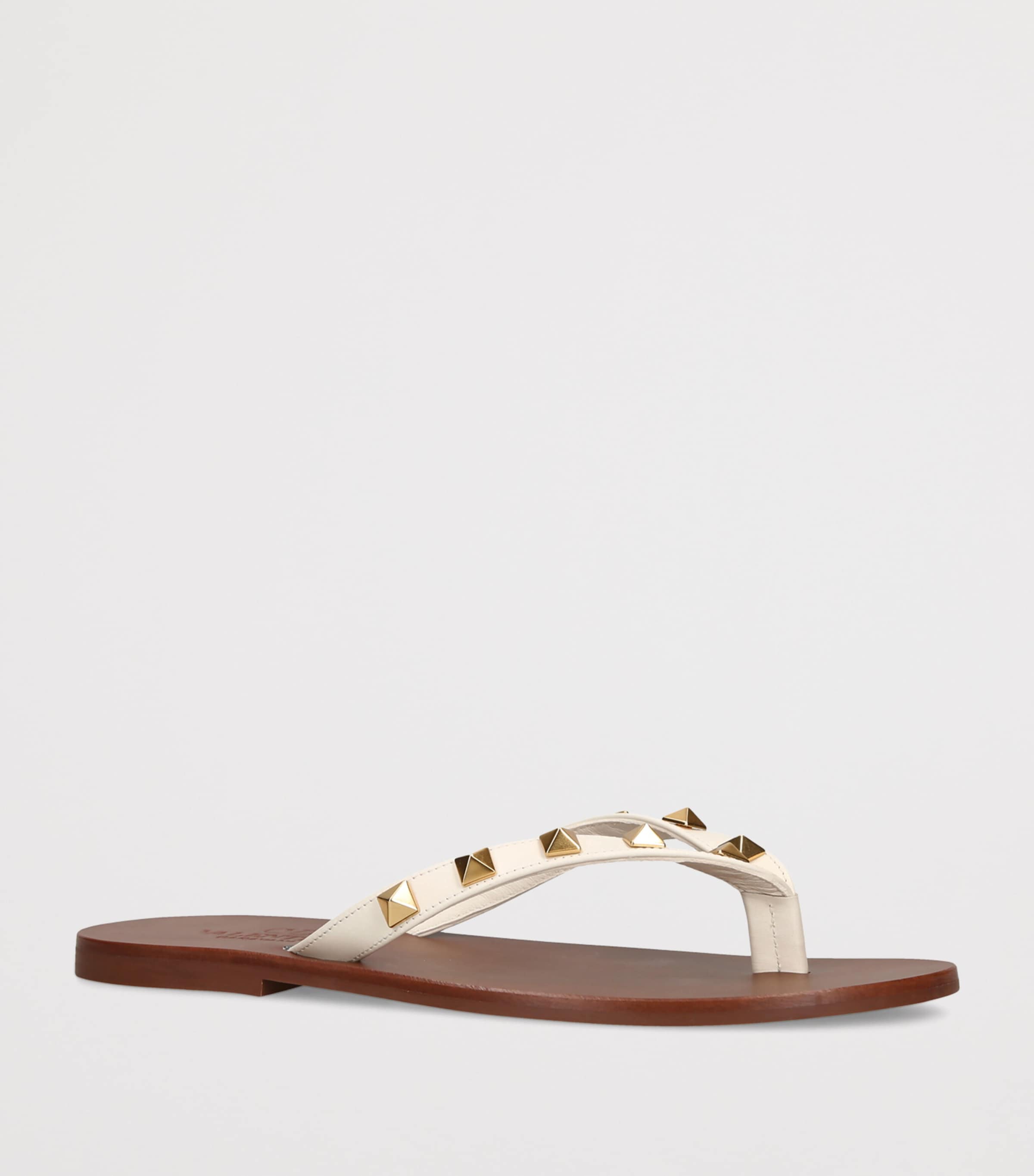 Valentino Garavani Leather Rockstud Flip Flops White/oth Image 3