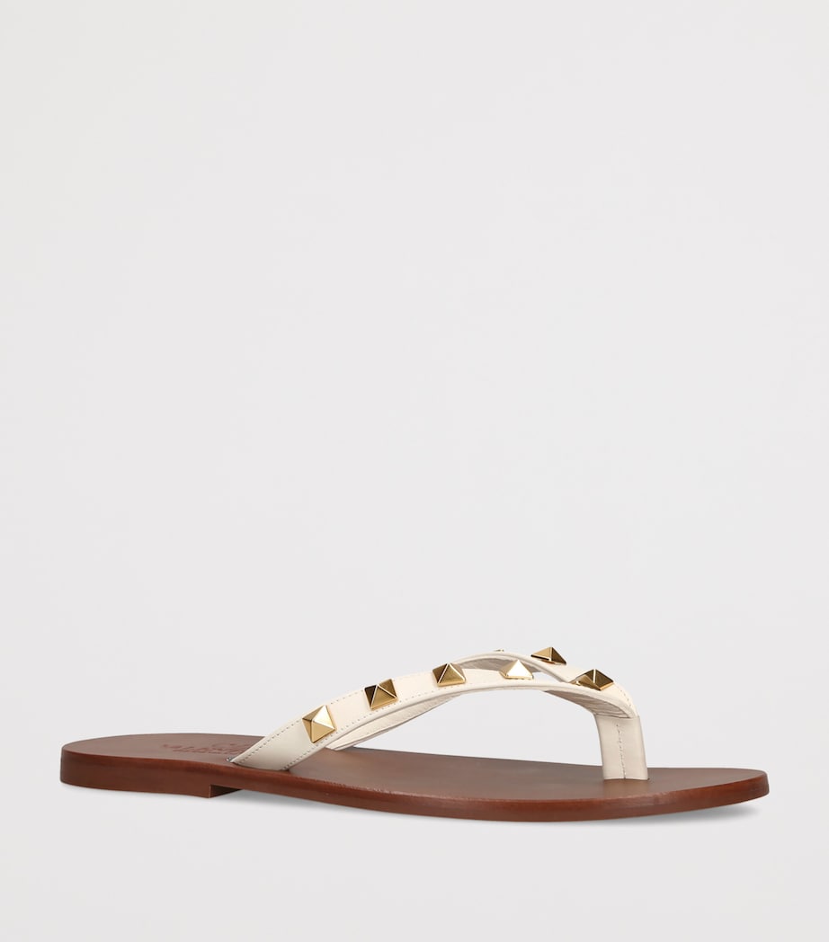 Valentino Garavani Leather Rockstud Flip Flops White/oth Image 3
