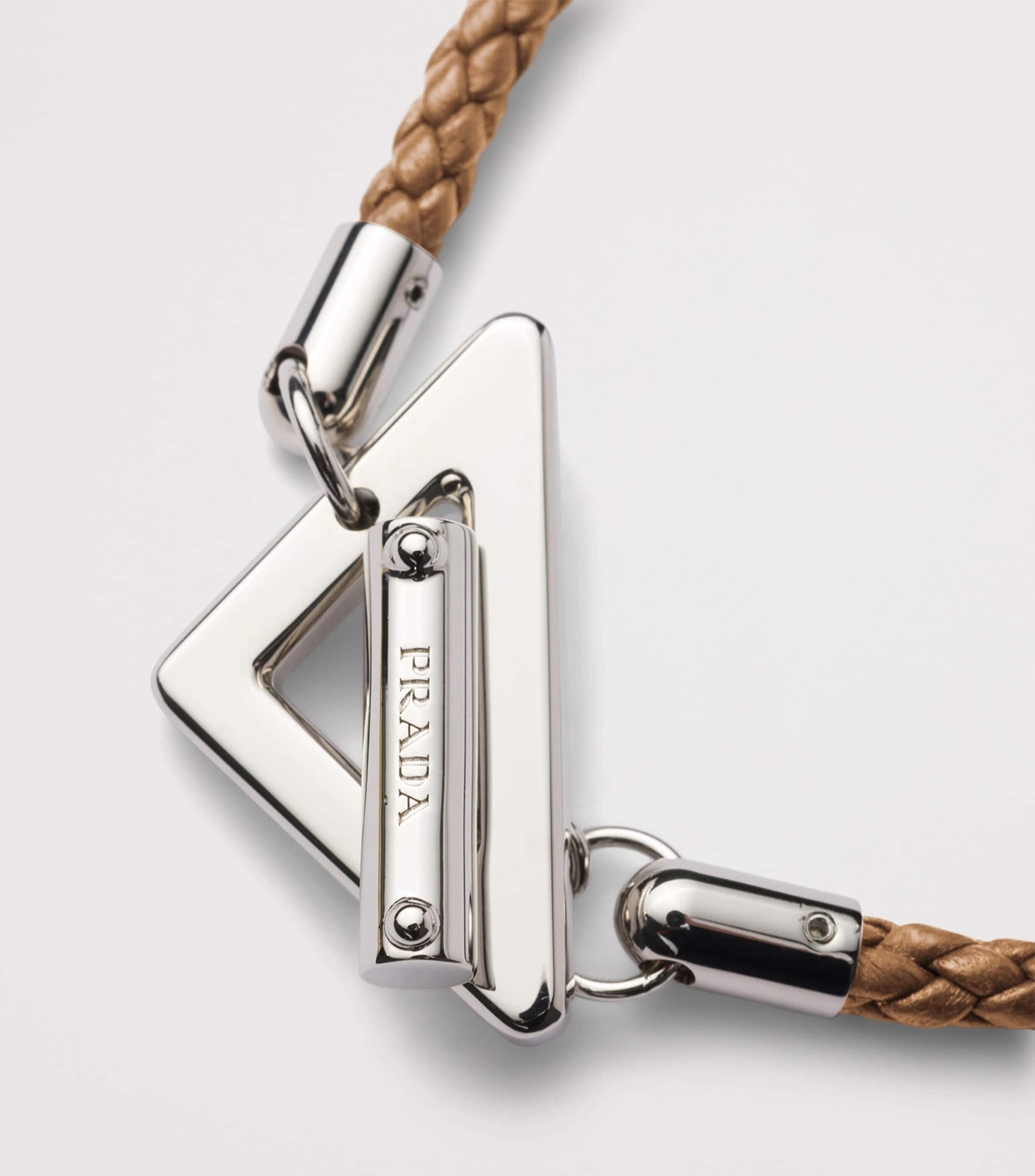 Prada Nappa Leather Braided Bracelet Neutral Image 3