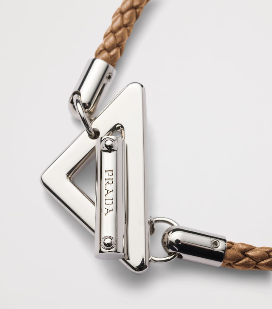 Prada Nappa Leather Braided Bracelet Neutral Image 3