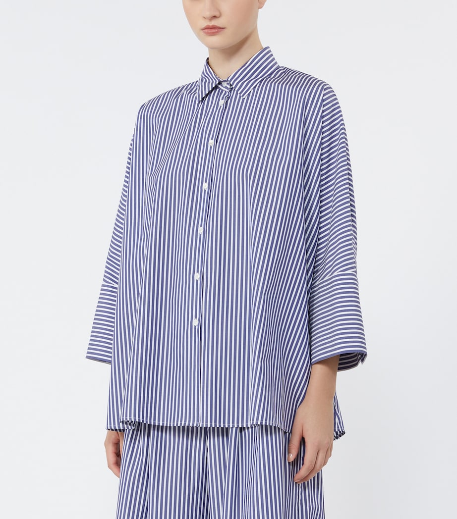 Weekend Max Mara Womens Cotton Oversized Stripe Shirt Navy Image 3