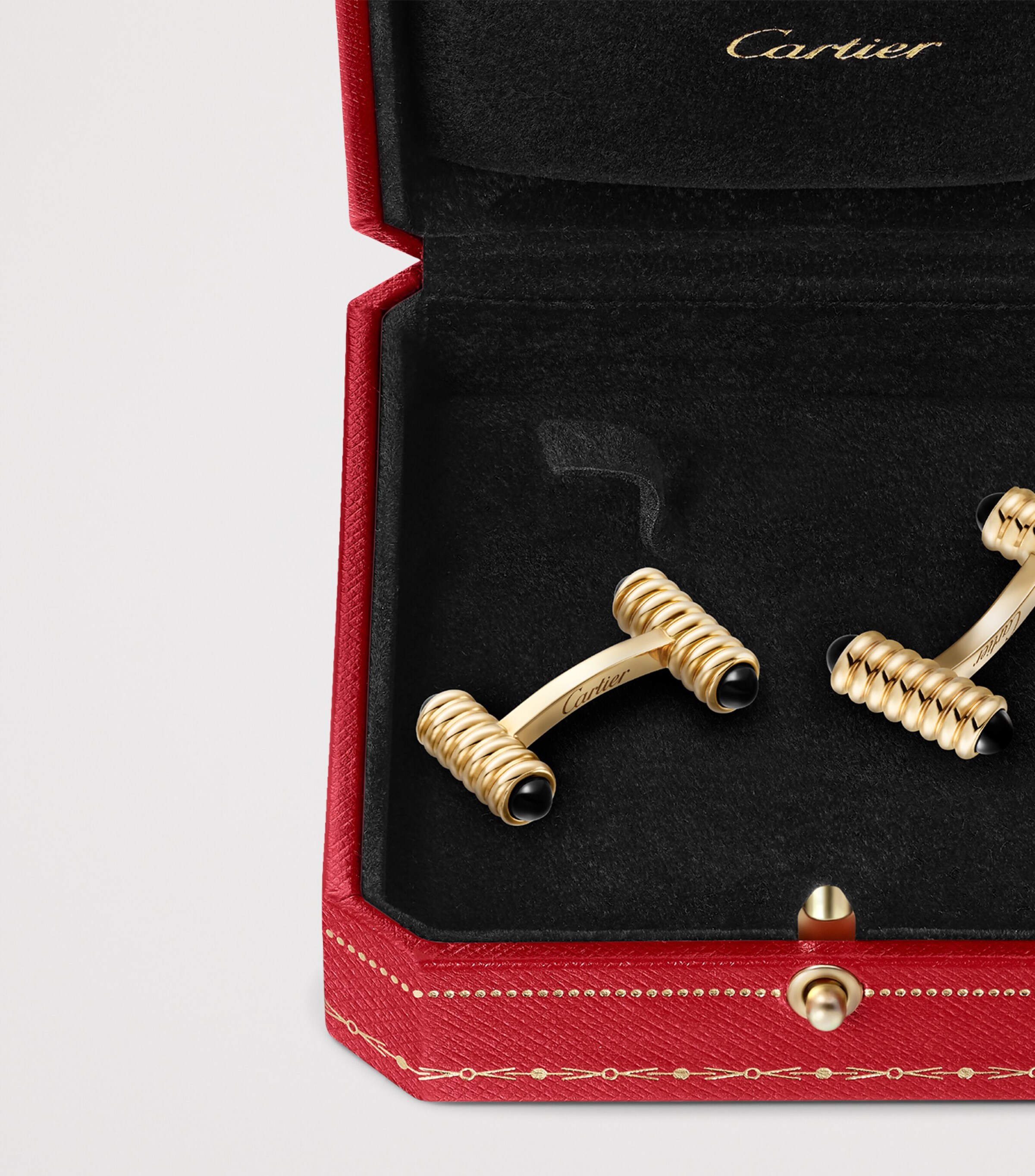 Yellow Gold and Onyx Spring Cufflinks YELLOW GOLD Image 3