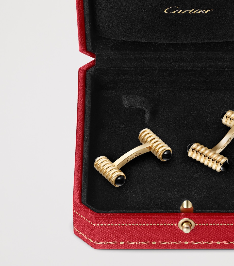 Yellow Gold and Onyx Spring Cufflinks YELLOW GOLD Image 3