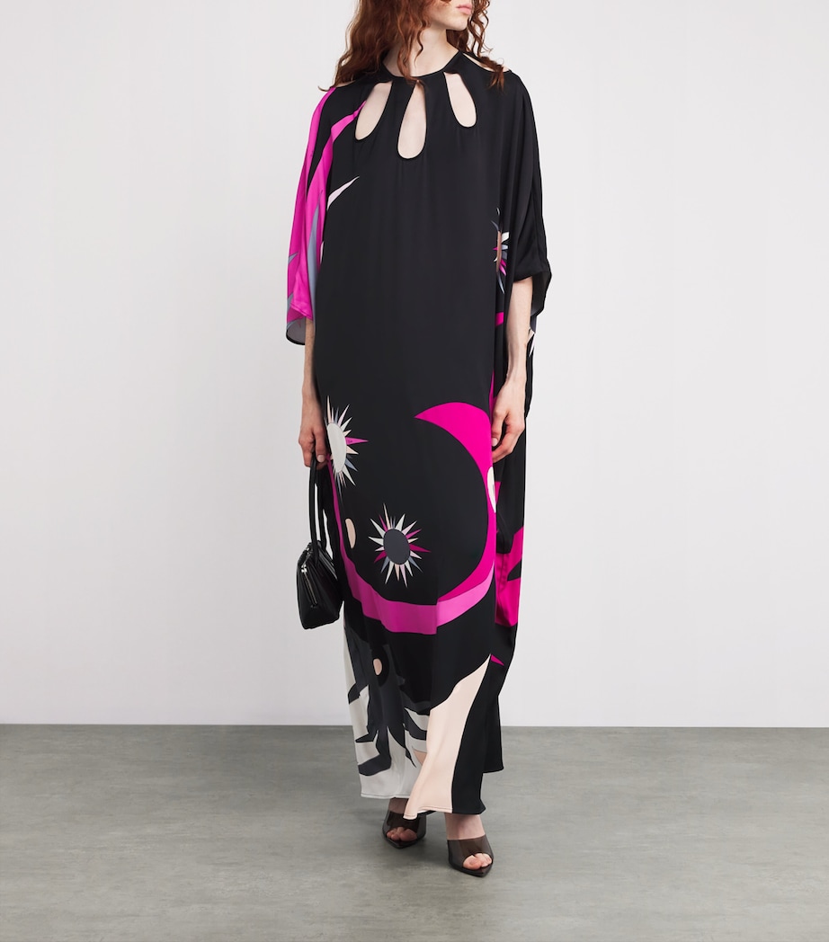 Satin Cut-Out Stella Kaftan 036 NERO/FUXIA Image 2