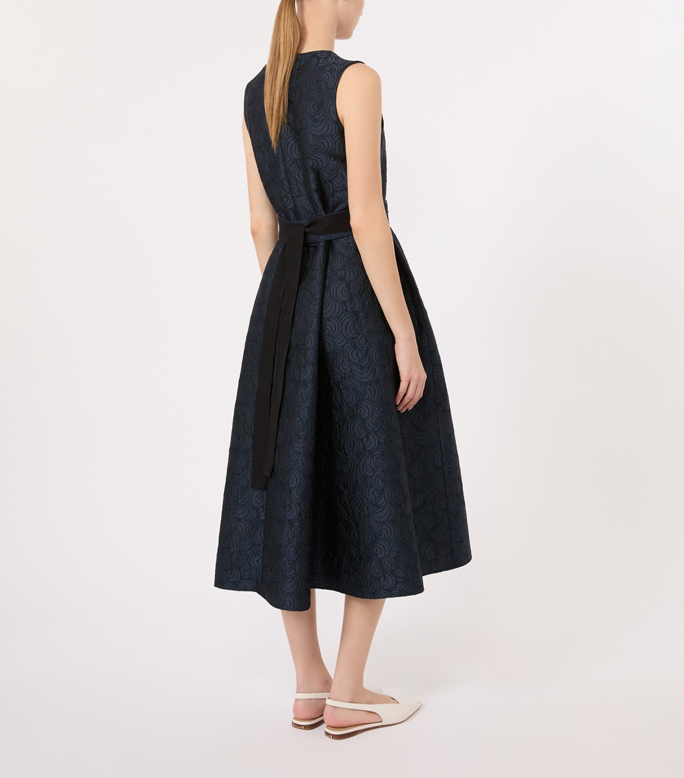 Max Mara Womens Crystal Jacquard Midi Dress Midnightblue Image 4